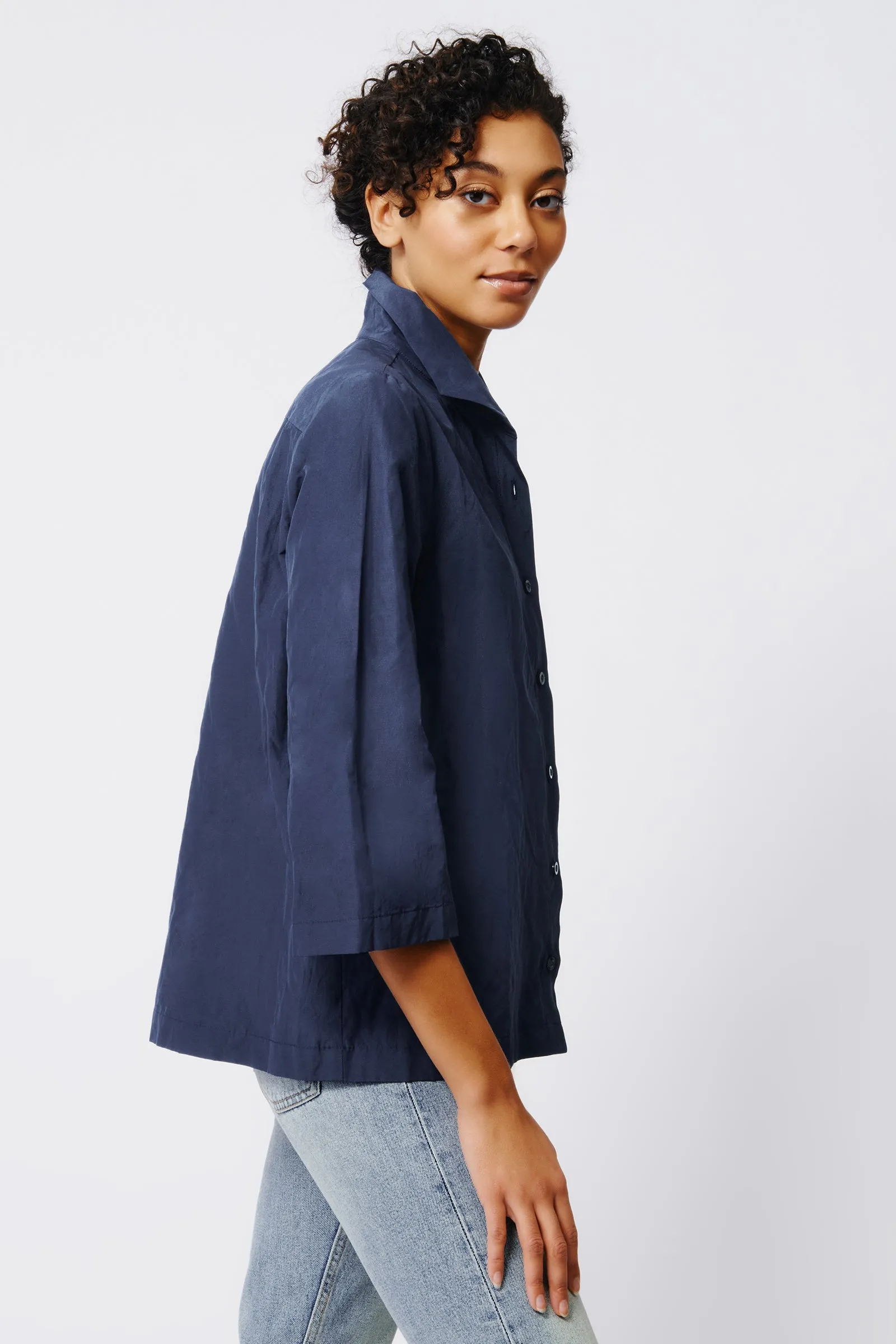 3/4 Sleeve Ginna - Navy Cotton Nylon