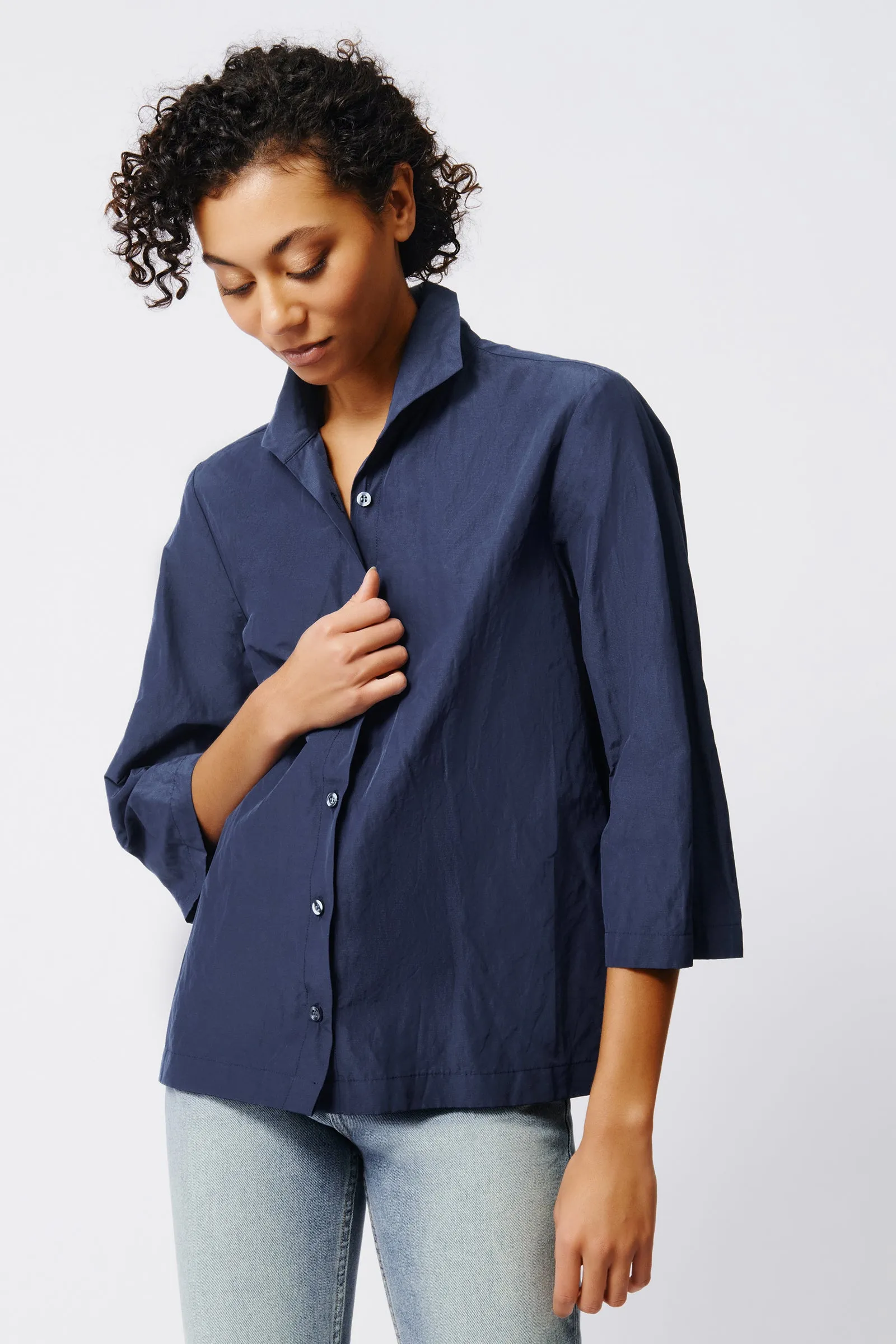 3/4 Sleeve Ginna - Navy Cotton Nylon