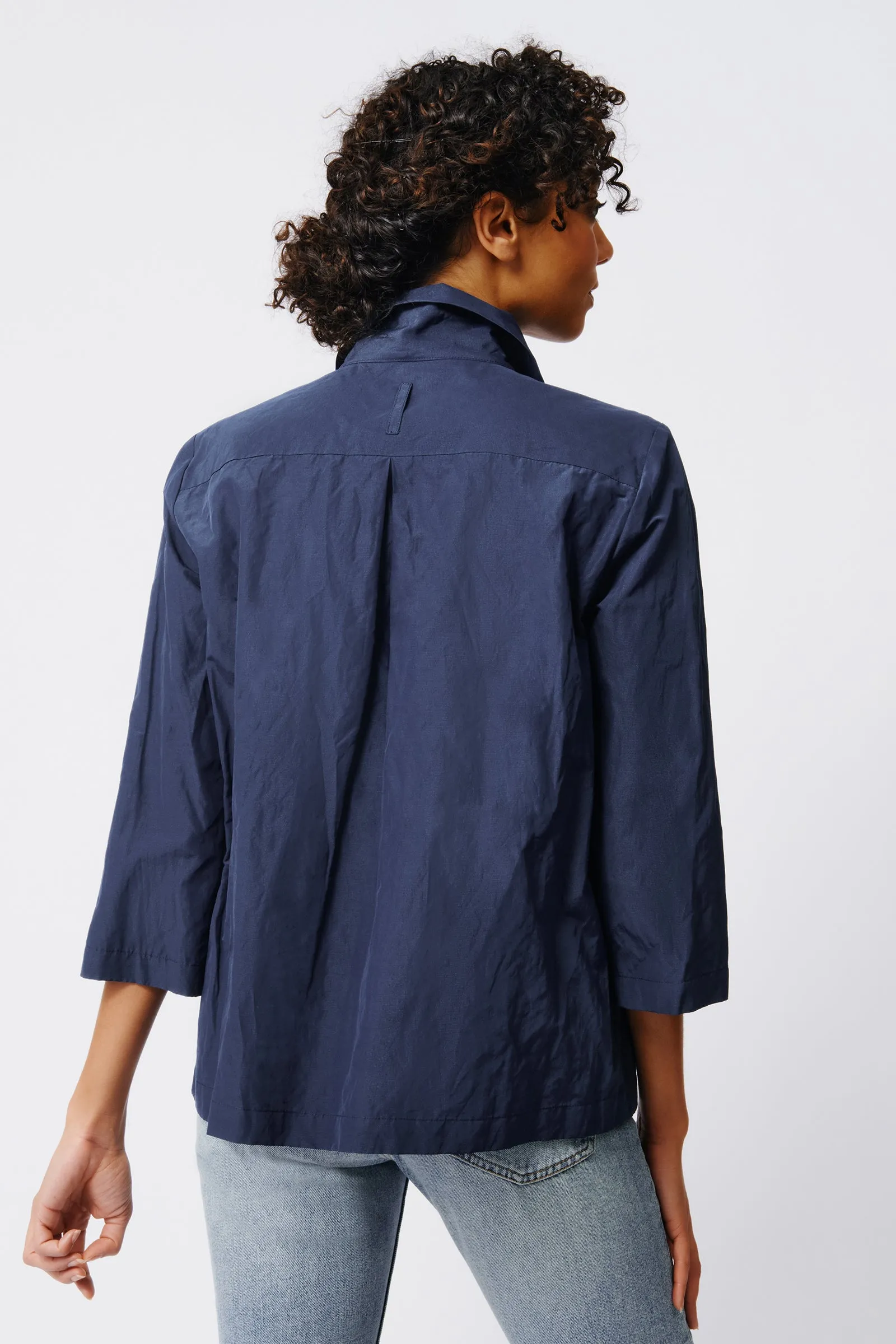 3/4 Sleeve Ginna - Navy Cotton Nylon