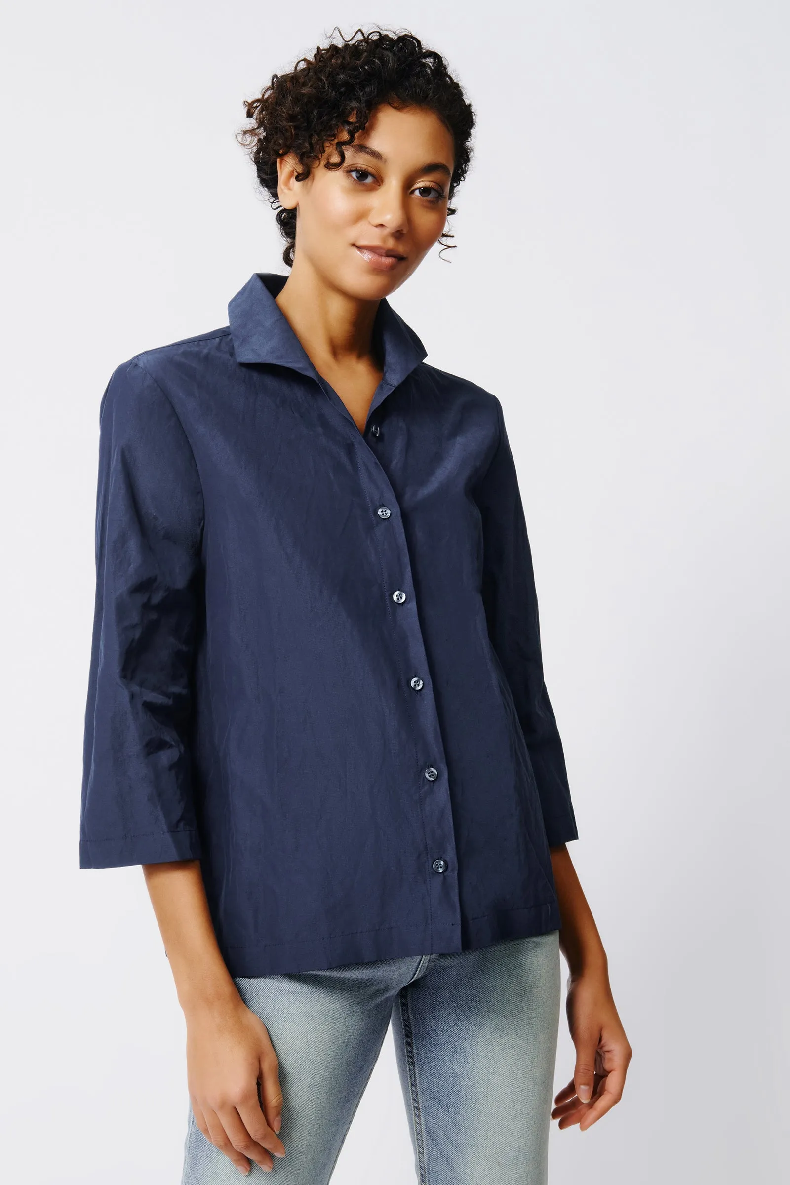 3/4 Sleeve Ginna - Navy Cotton Nylon