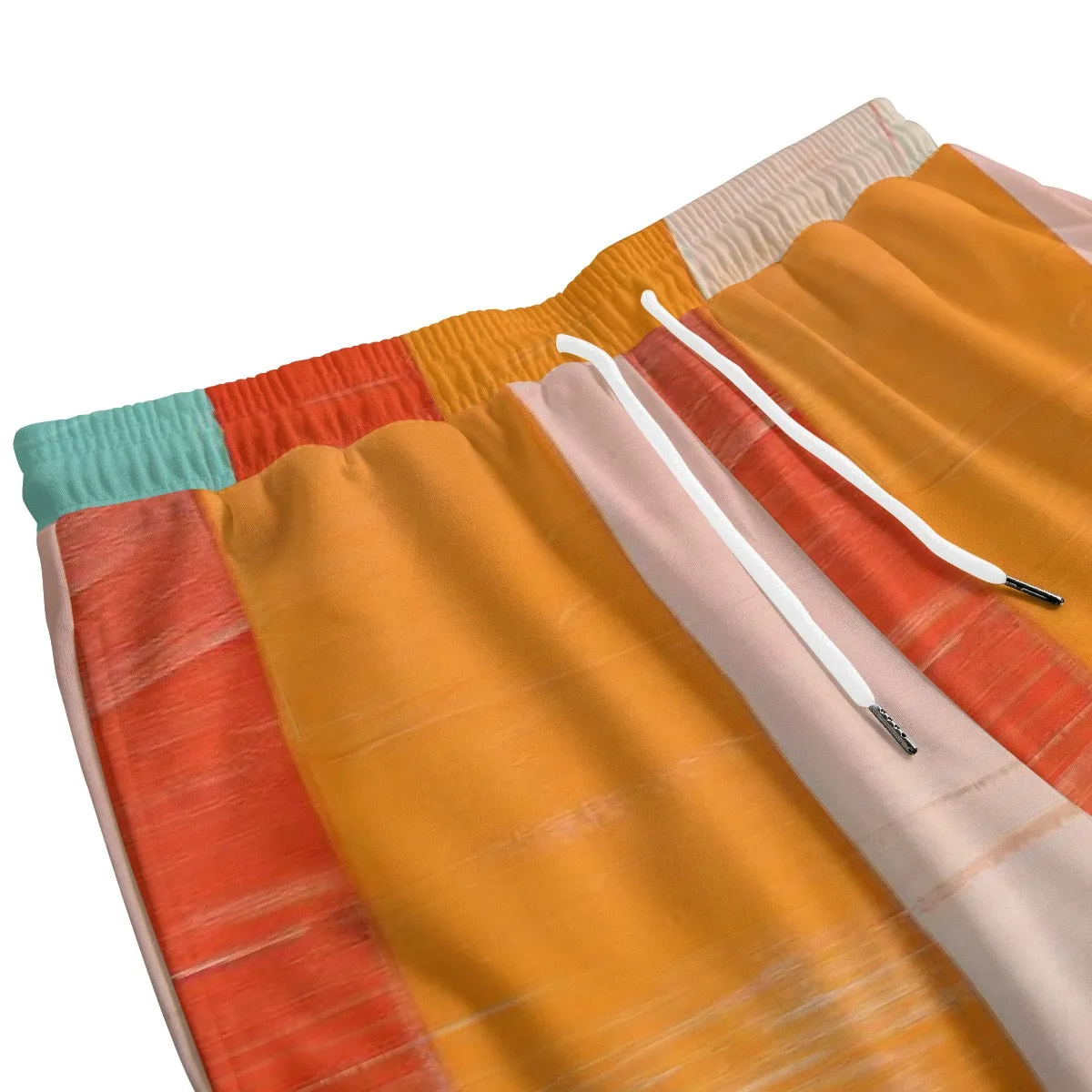 All-Over Print Men's Sweatpants With Waistband244 orange and pink abstract print