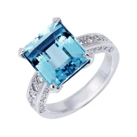 Aquamarine & Diamond Dress Ring   WPR31