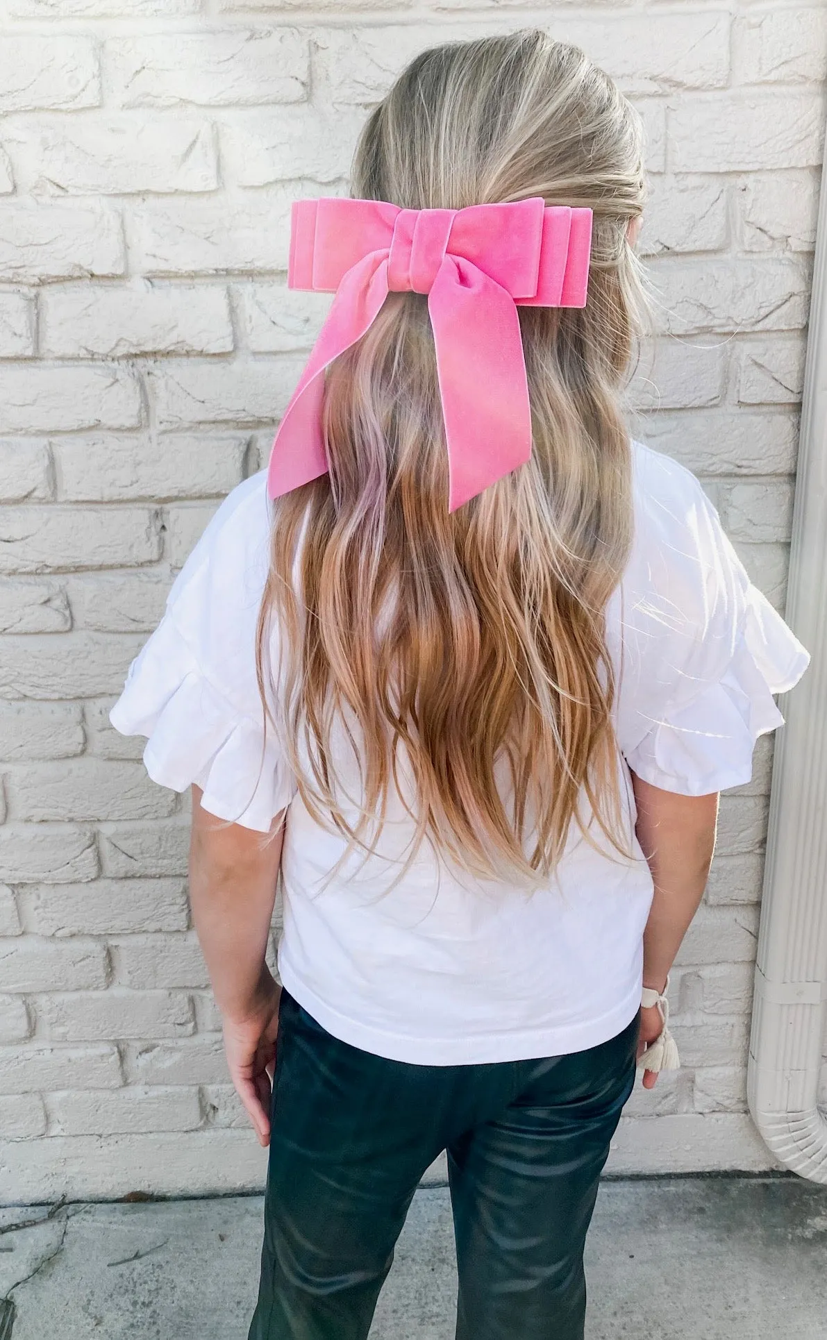 Barbie Pink Tailored Double Loop Velvet Bows