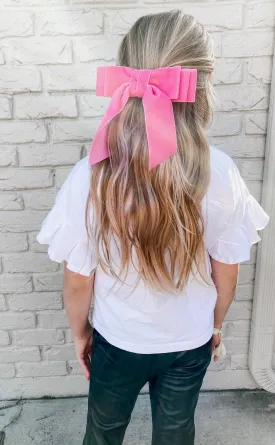 Barbie Pink Tailored Double Loop Velvet Bows