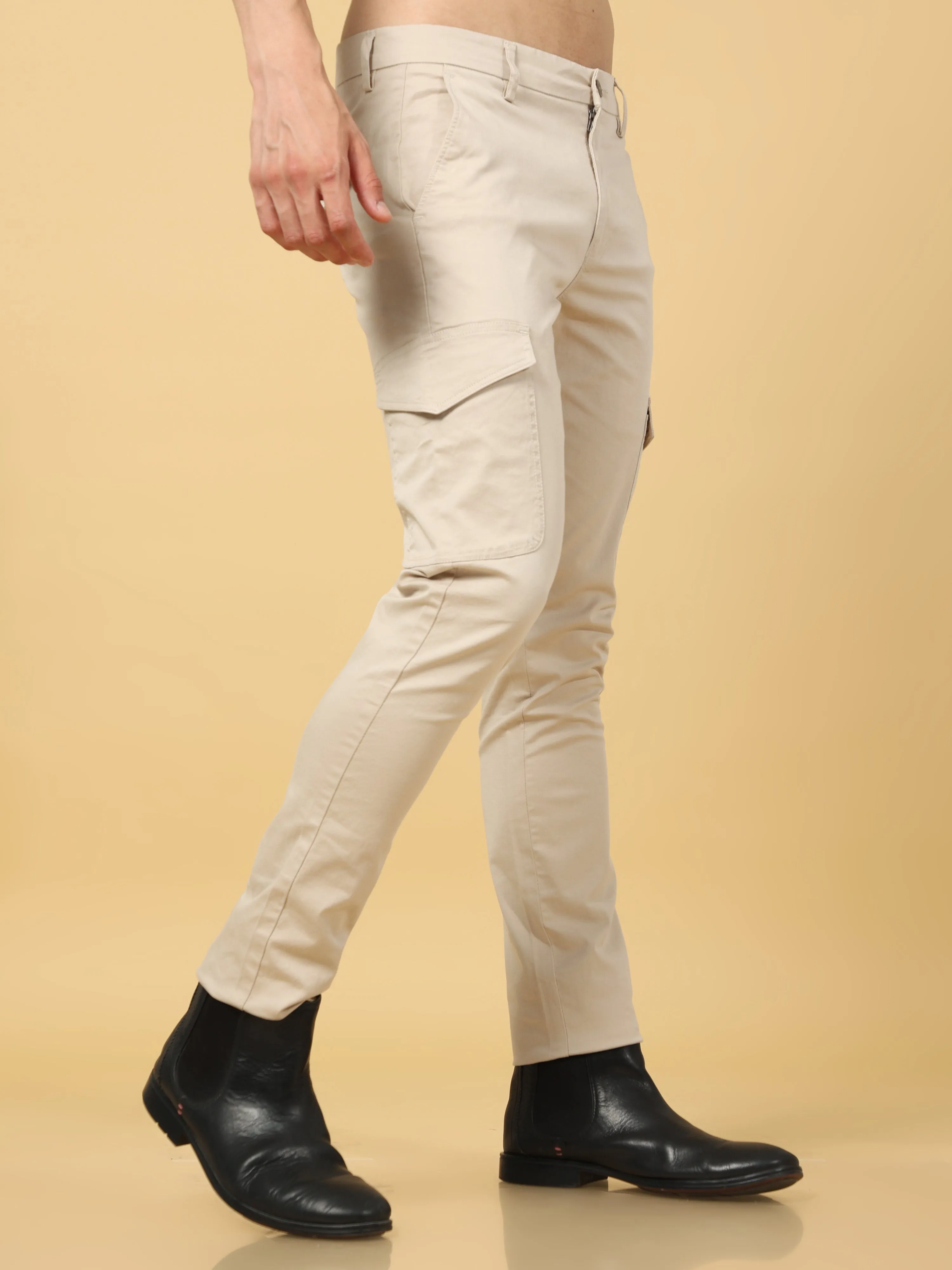 Basic Beige Slim Fit Cargo