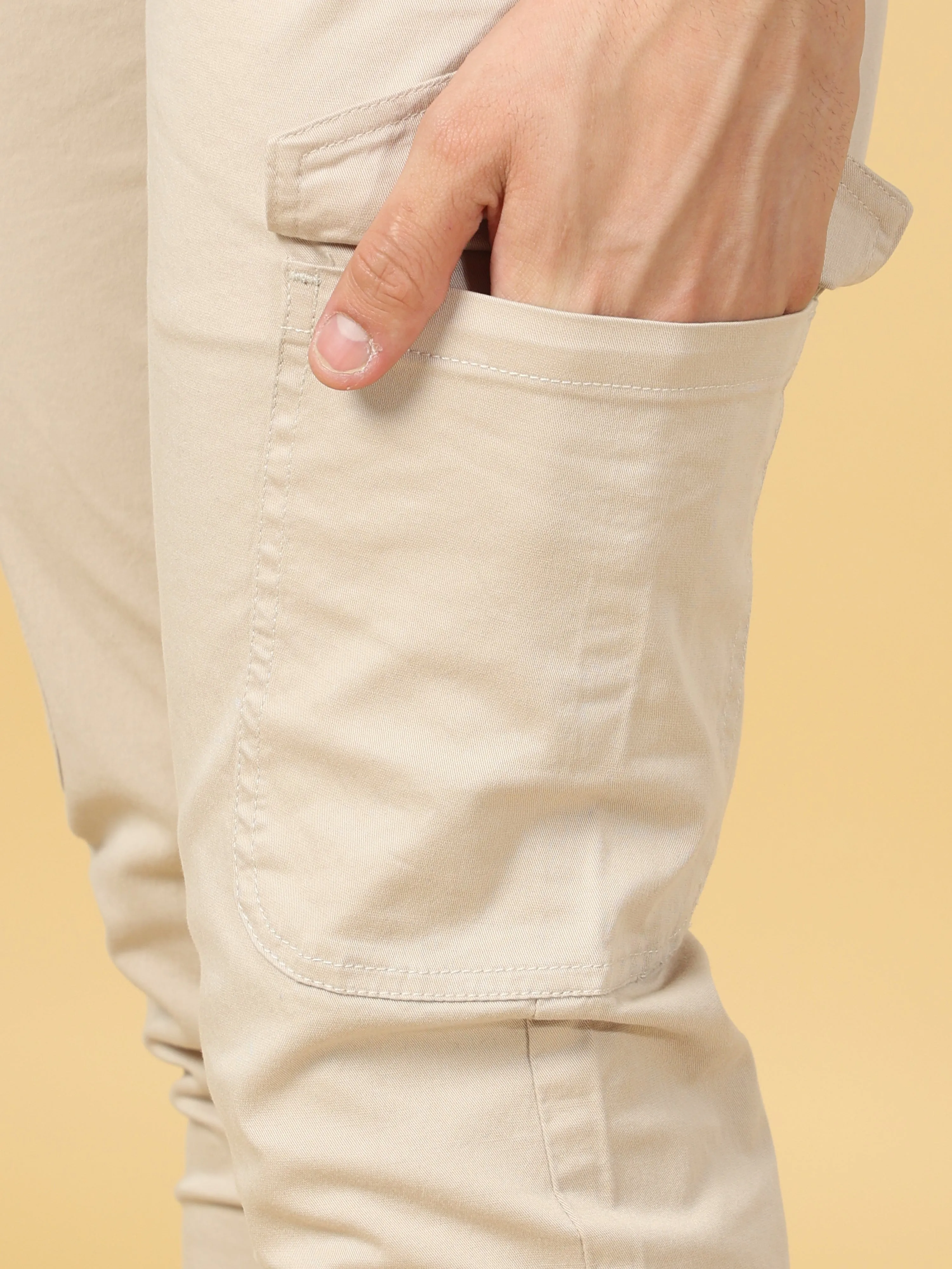 Basic Beige Slim Fit Cargo