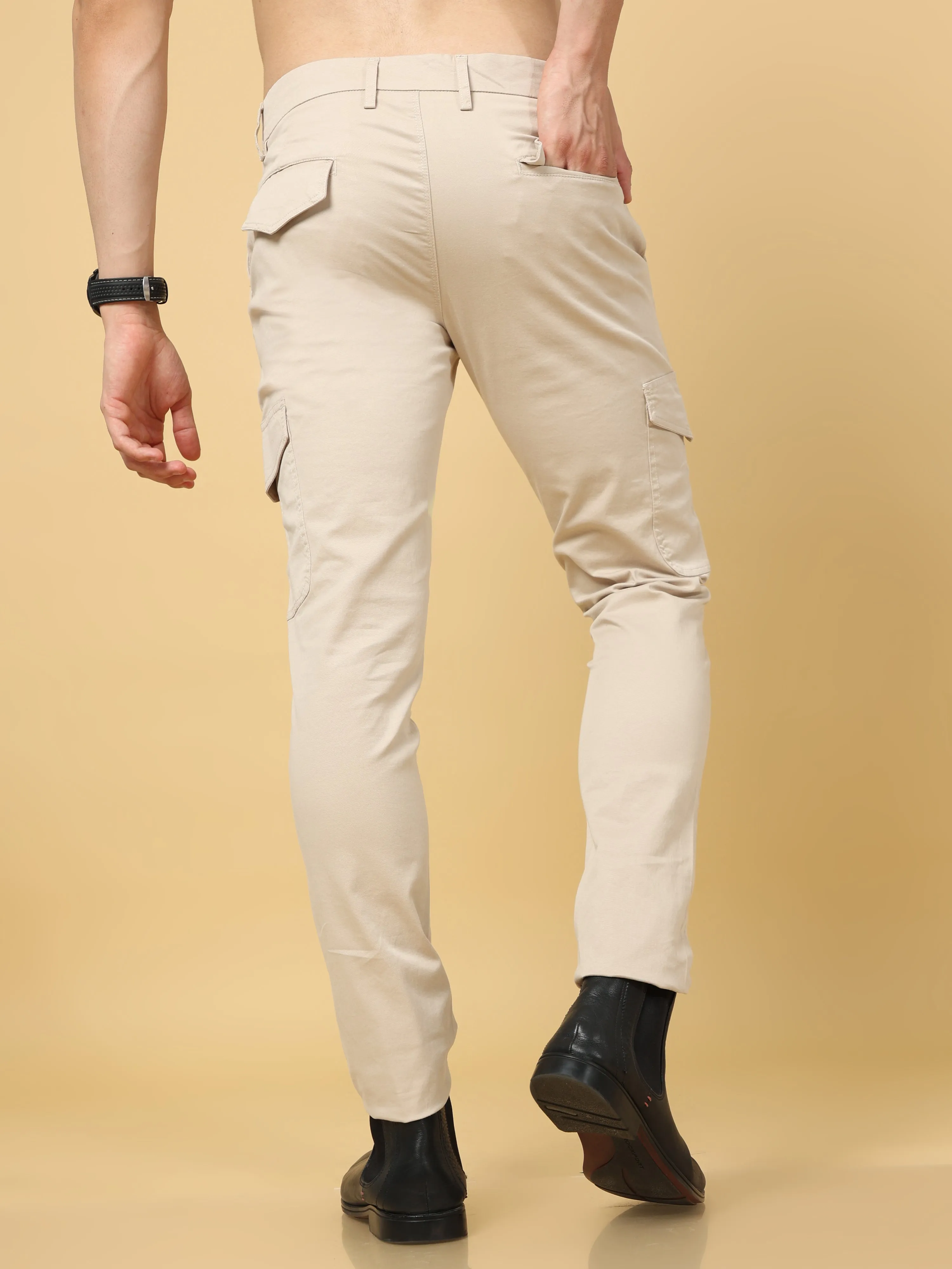 Basic Beige Slim Fit Cargo