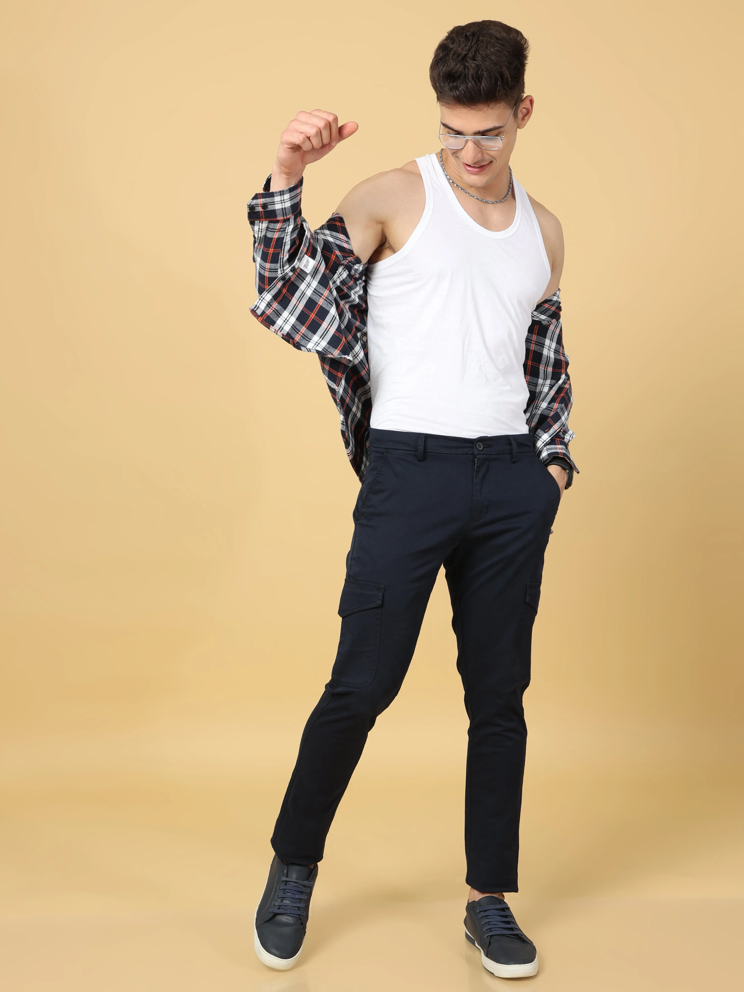 Basic Navy Slim Fit Cargo