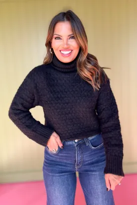 Black Turtleneck Drop Shoulder Sweater *FINAL SALE*