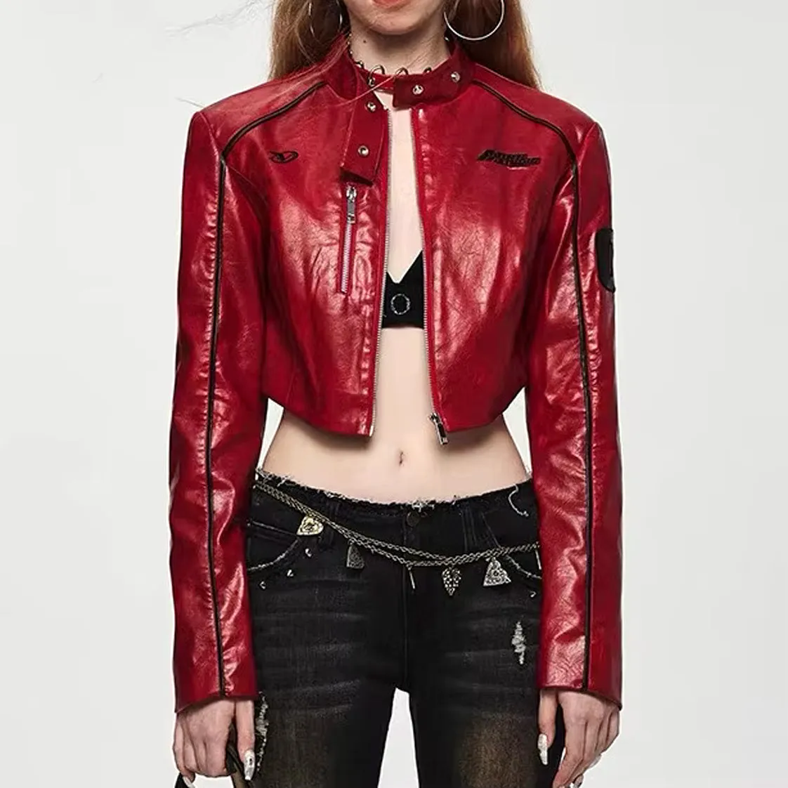 Blokette Cropped Moto Jacket