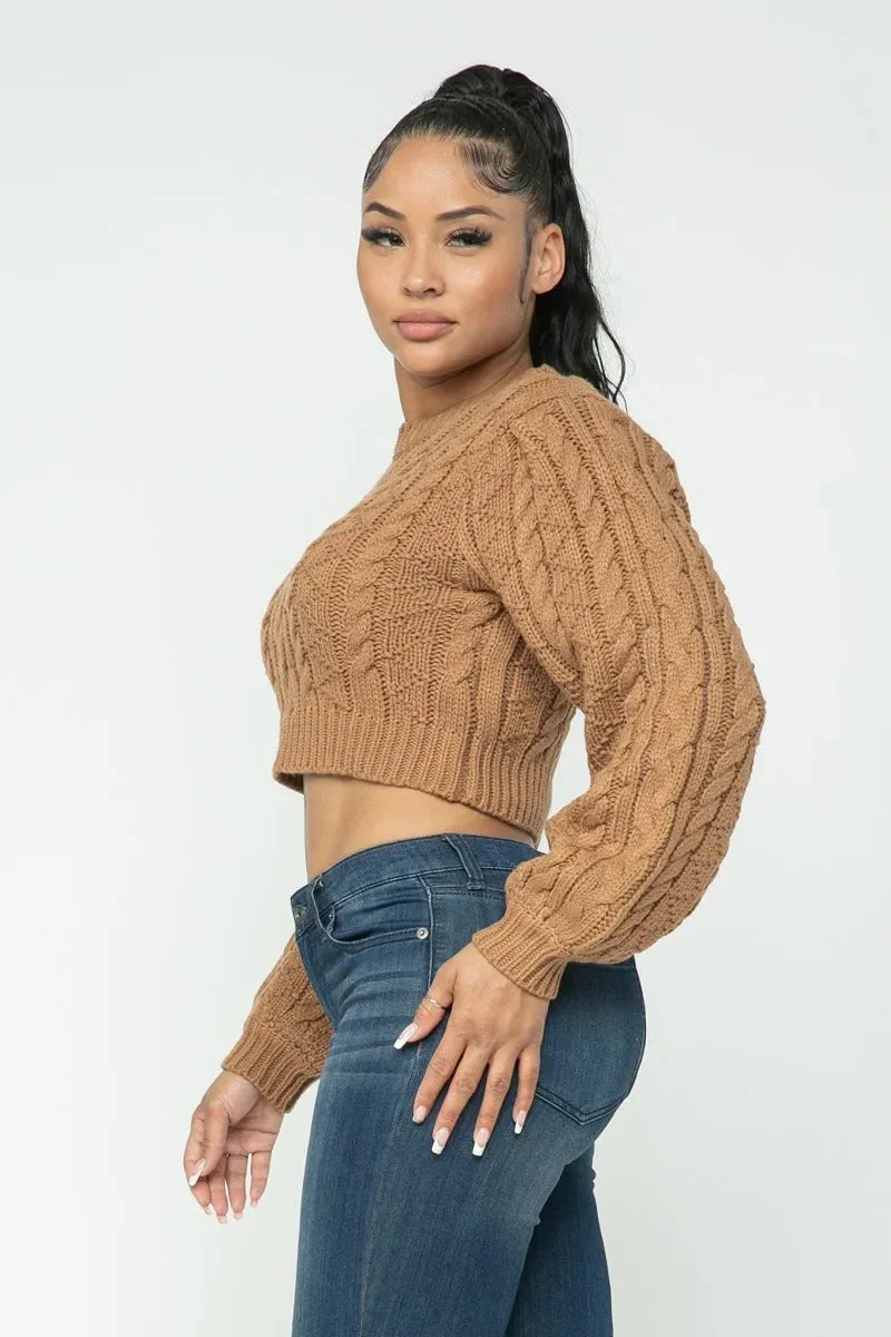 Cable Knitted Crop Top Sweater