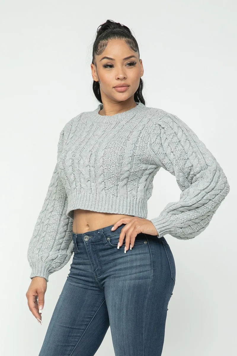 Cable Knitted Crop Top Sweater