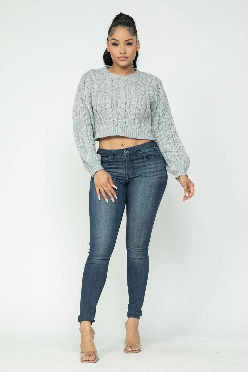 Cable Knitted Crop Top Sweater