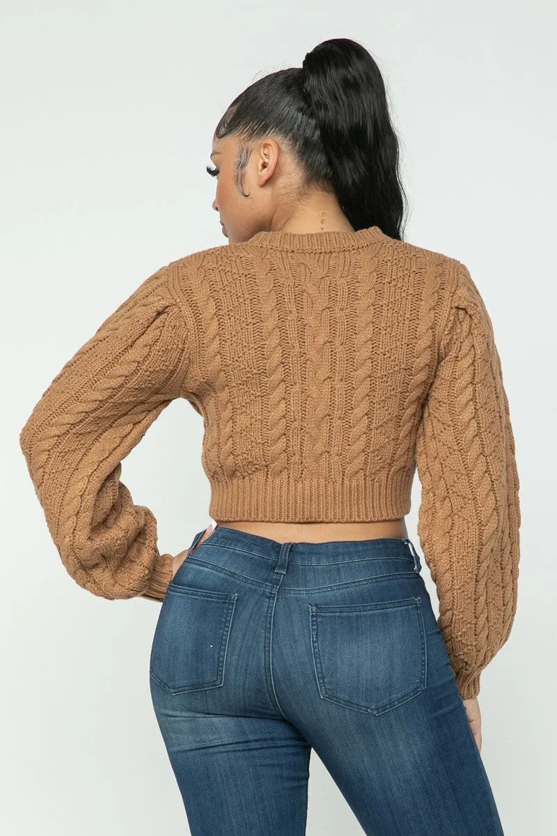 Cable Knitted Crop Top Sweater