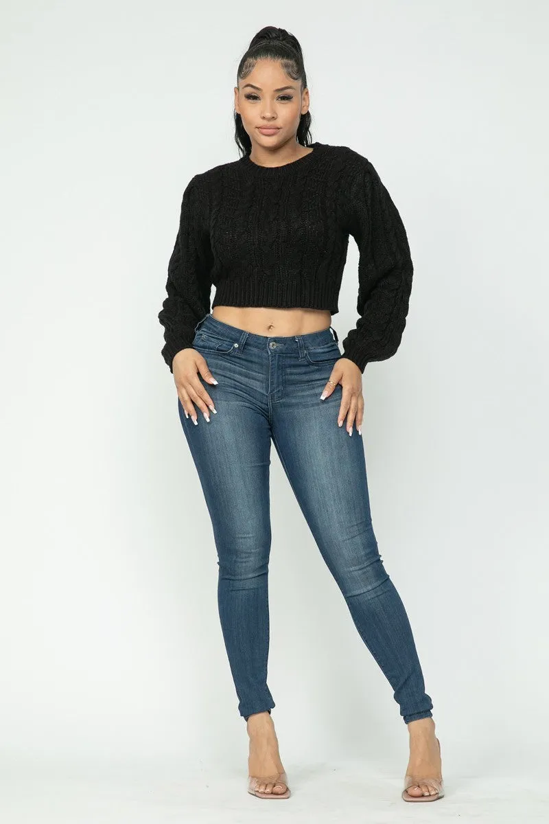 Cable Knitted Crop Top Sweater