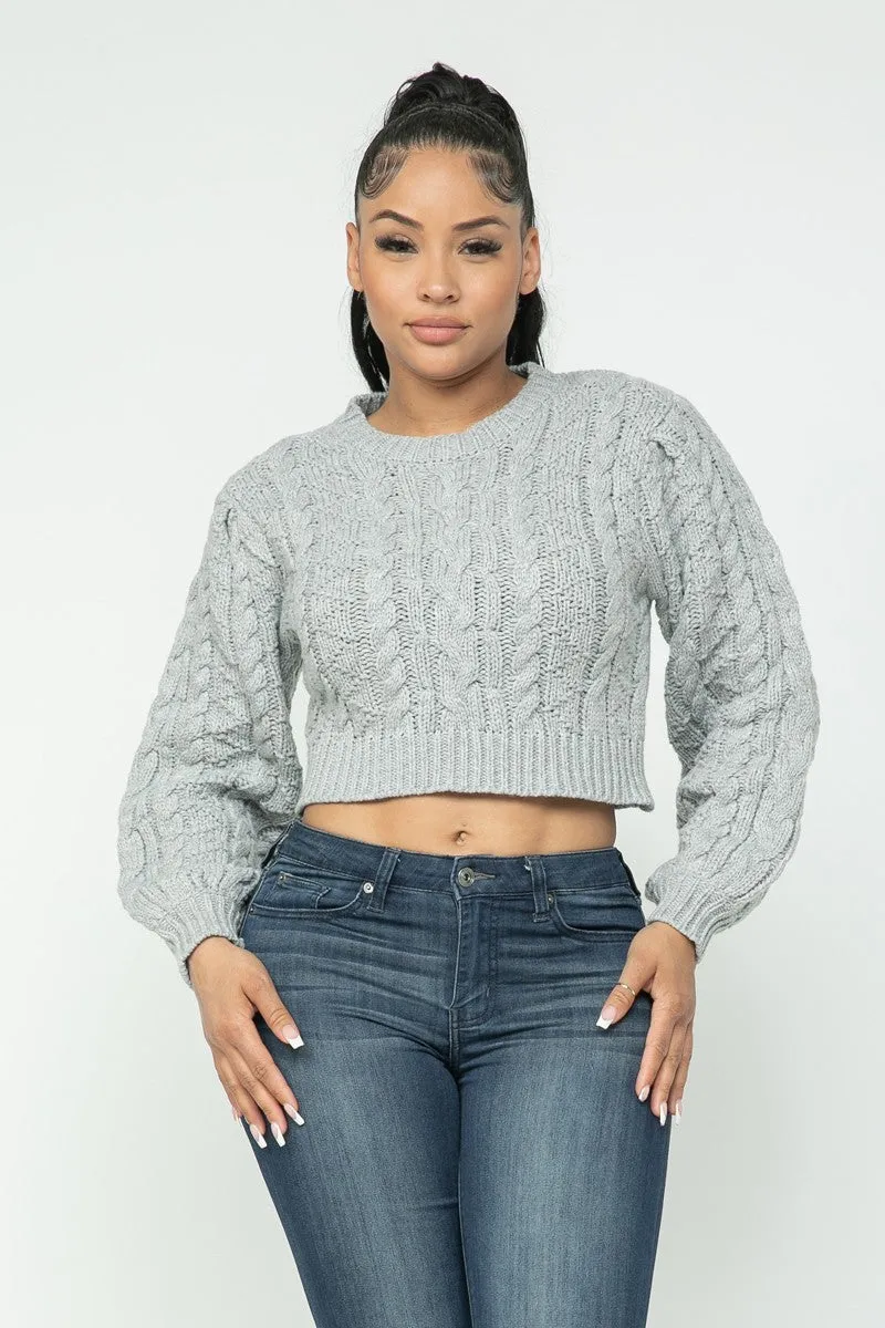Cable Knitted Crop Top Sweater