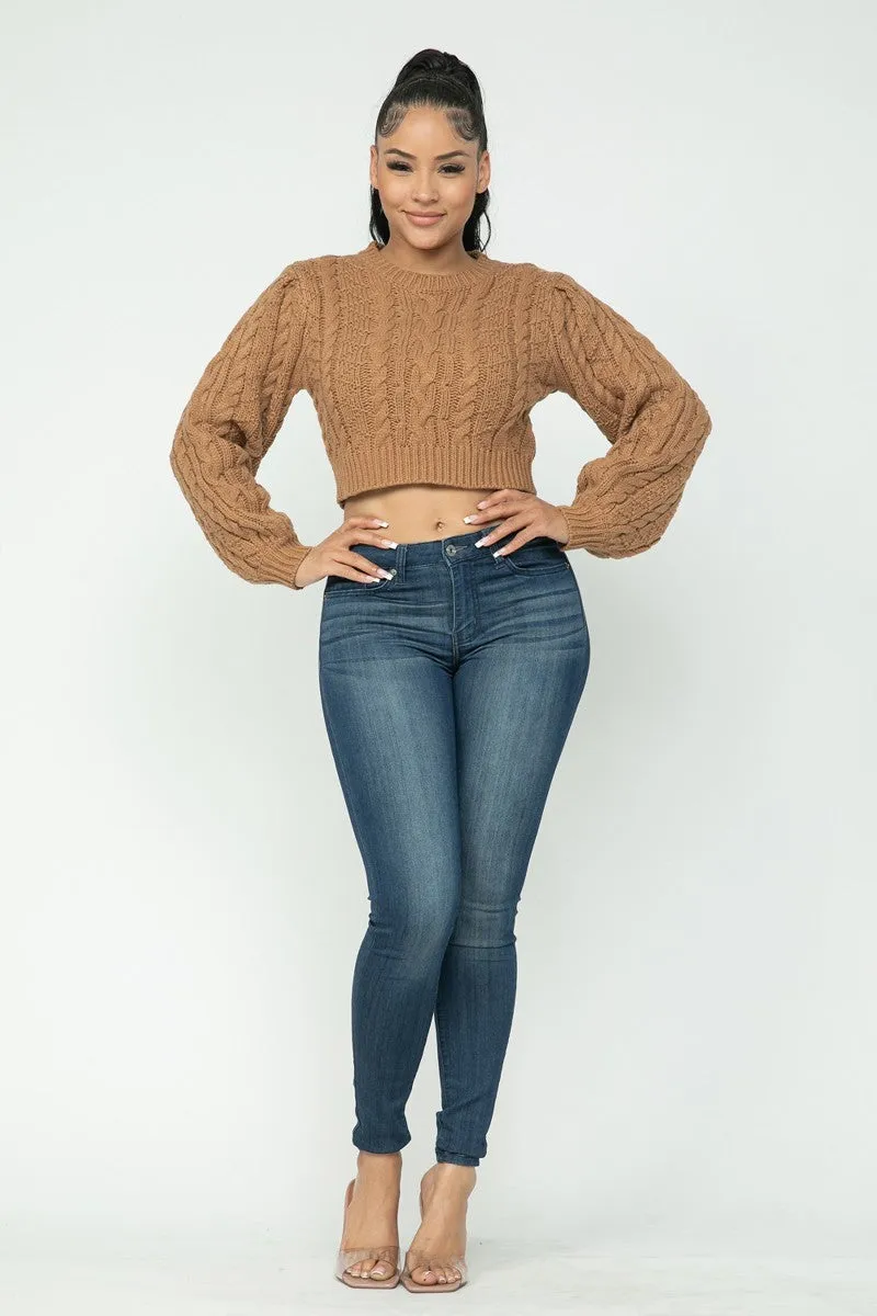 Cable Knitted Crop Top Sweater