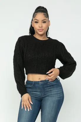 Cable Knitted Crop Top Sweater