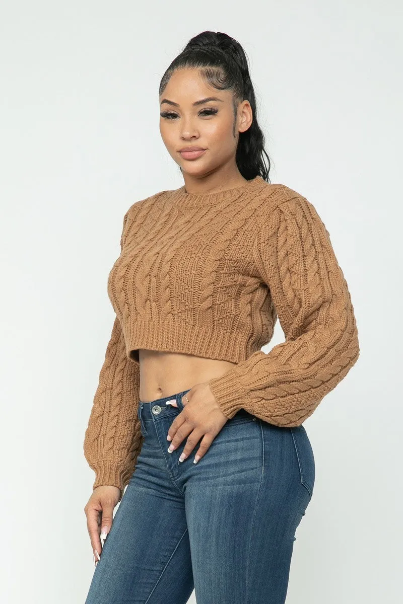 Cable Knitted Crop Top Sweater