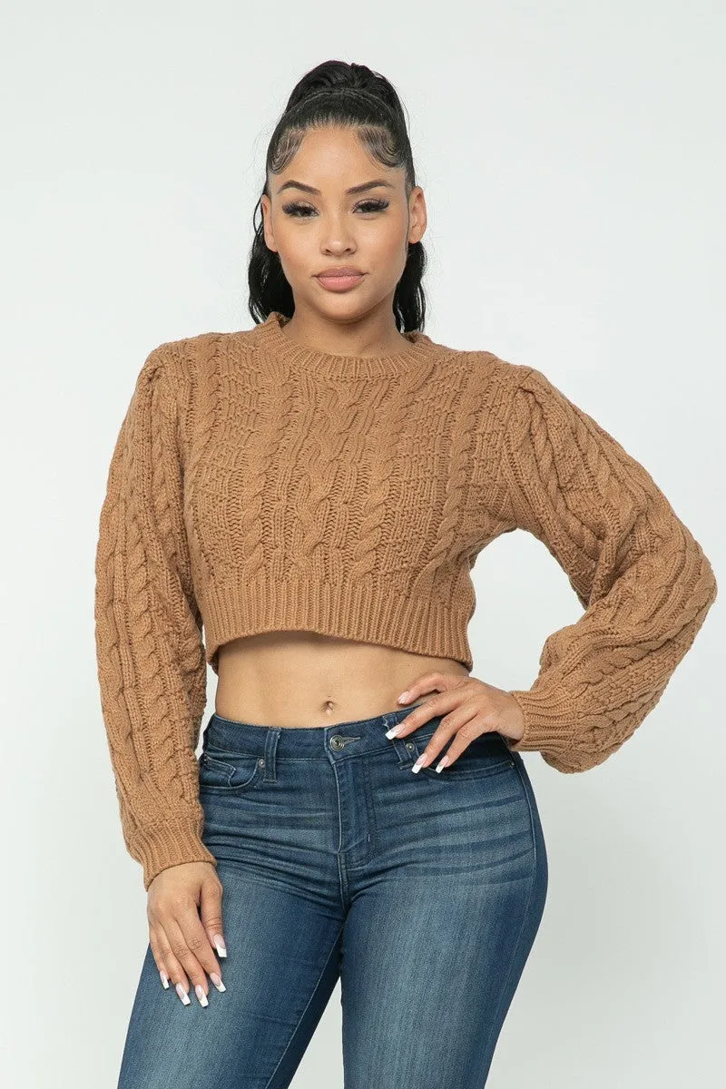 Cable Knitted Crop Top Sweater