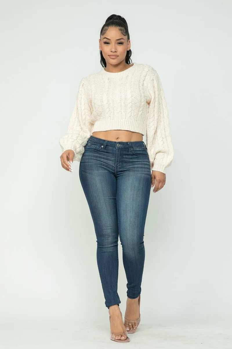 Cable Knitted Crop Top Sweater