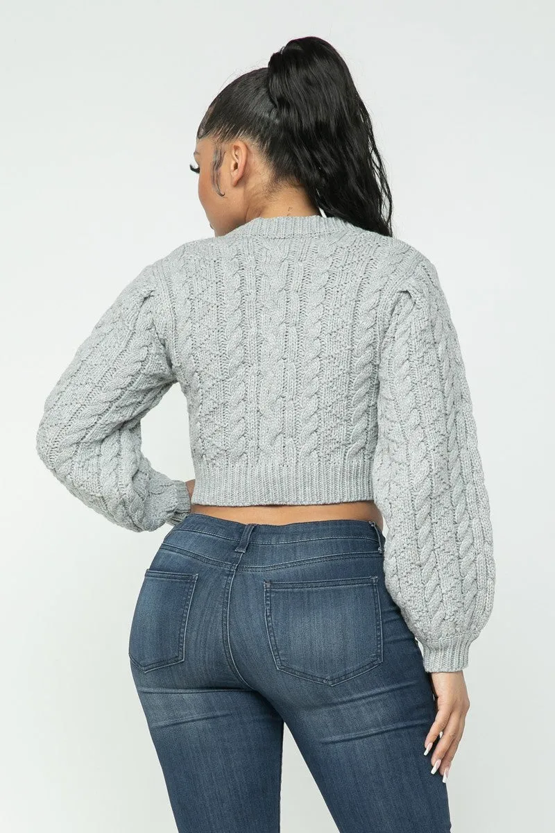 Cable Knitted Crop Top Sweater