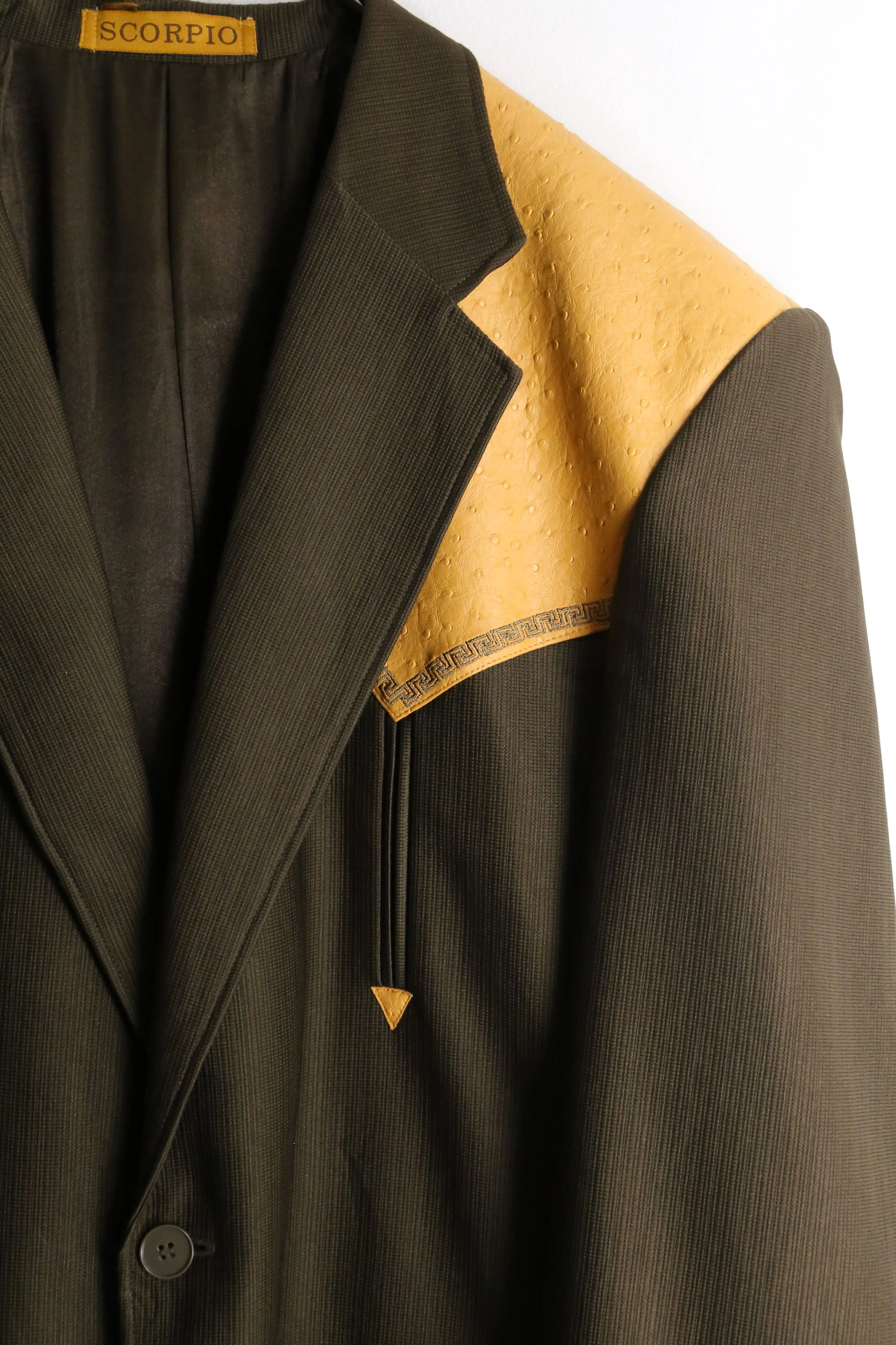 camel leather switch western tailored jacket