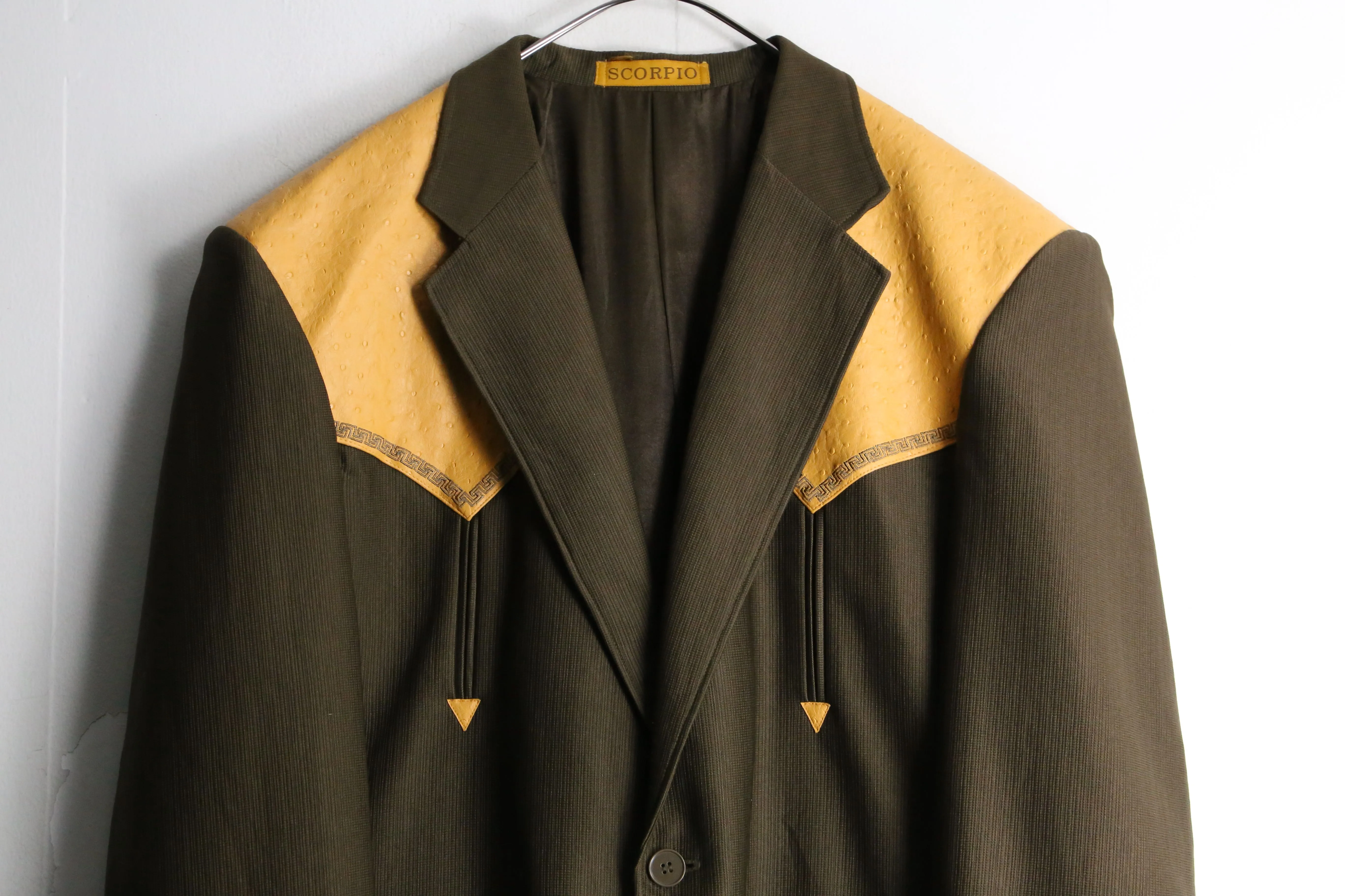 camel leather switch western tailored jacket