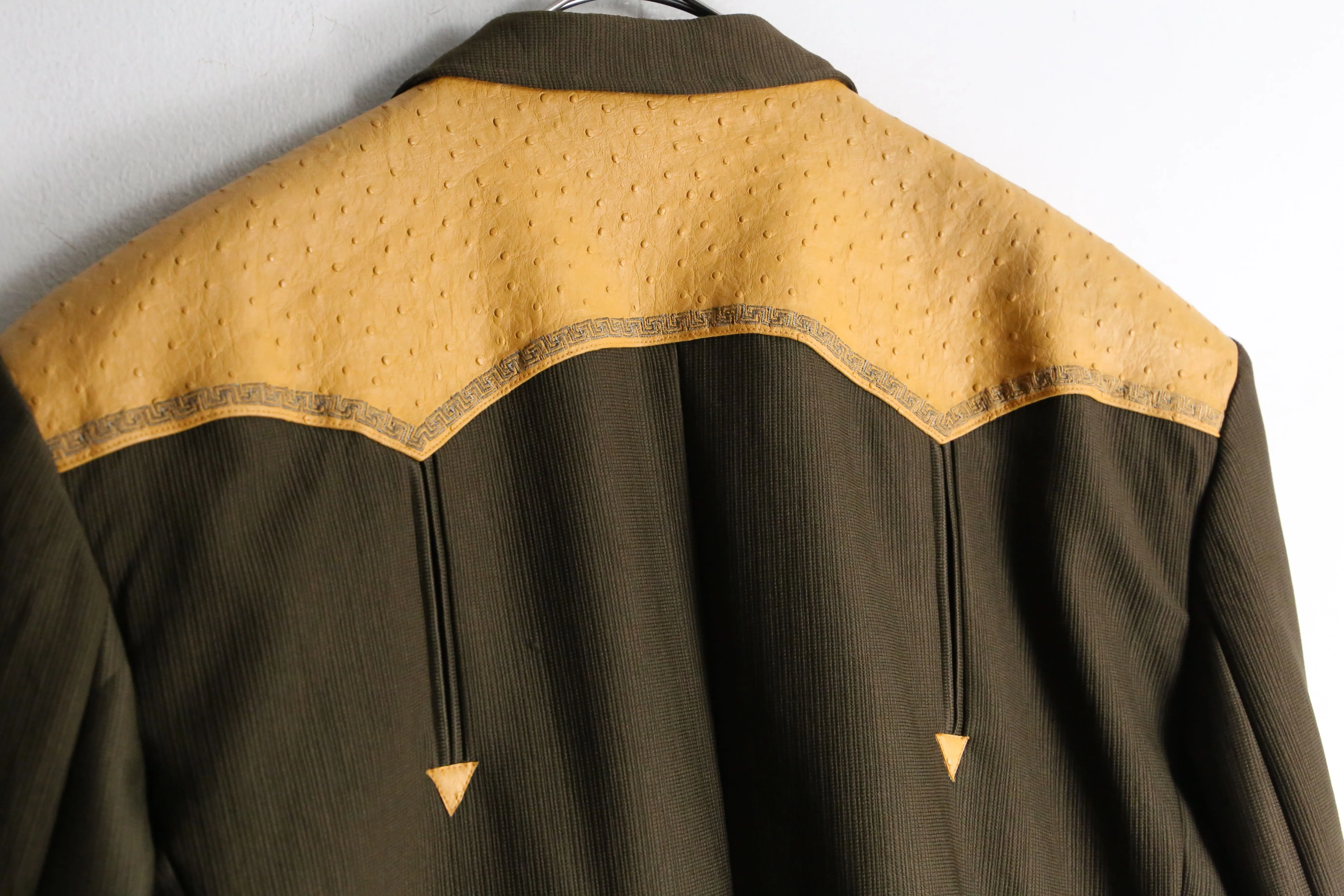 camel leather switch western tailored jacket