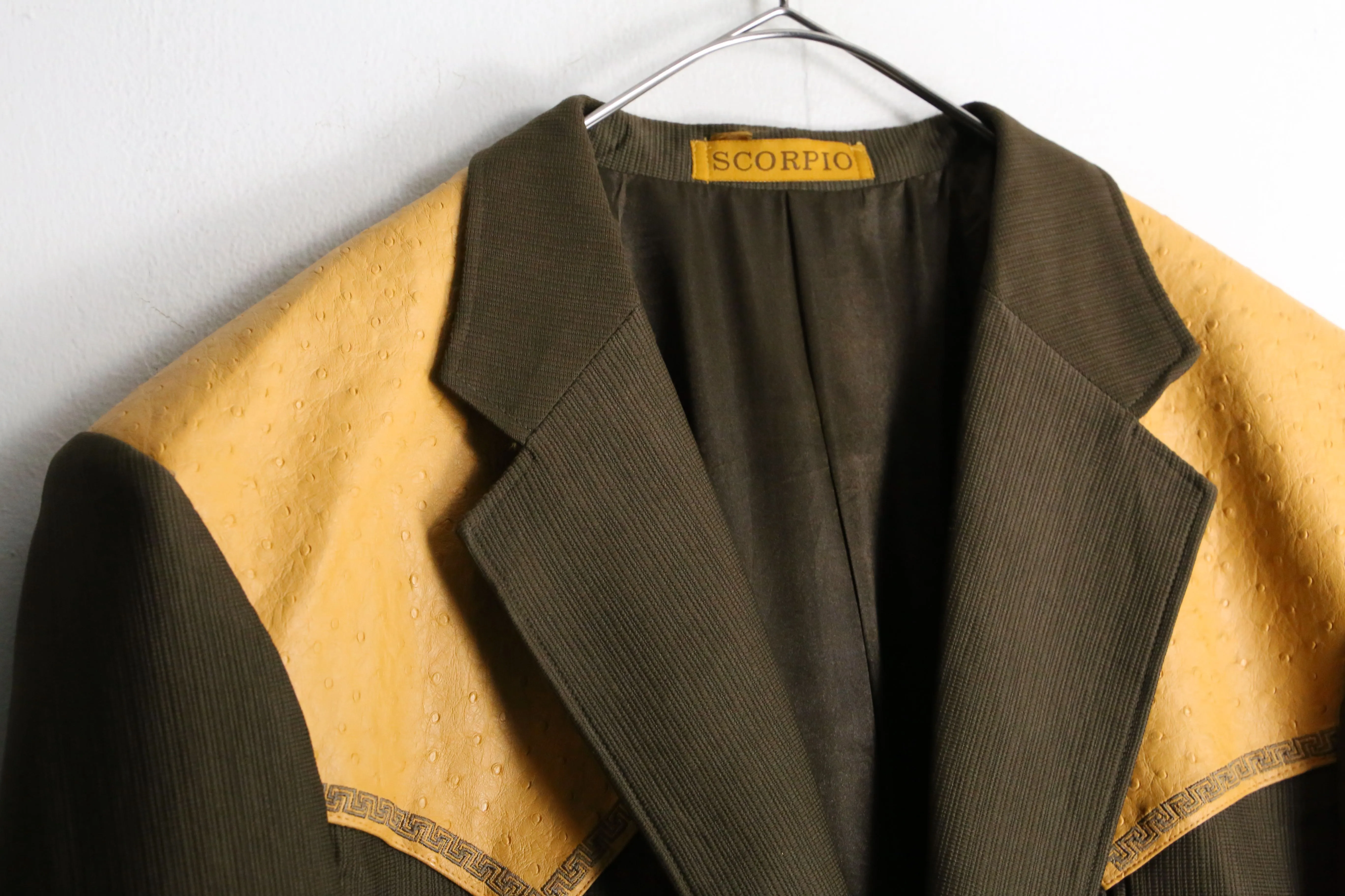 camel leather switch western tailored jacket