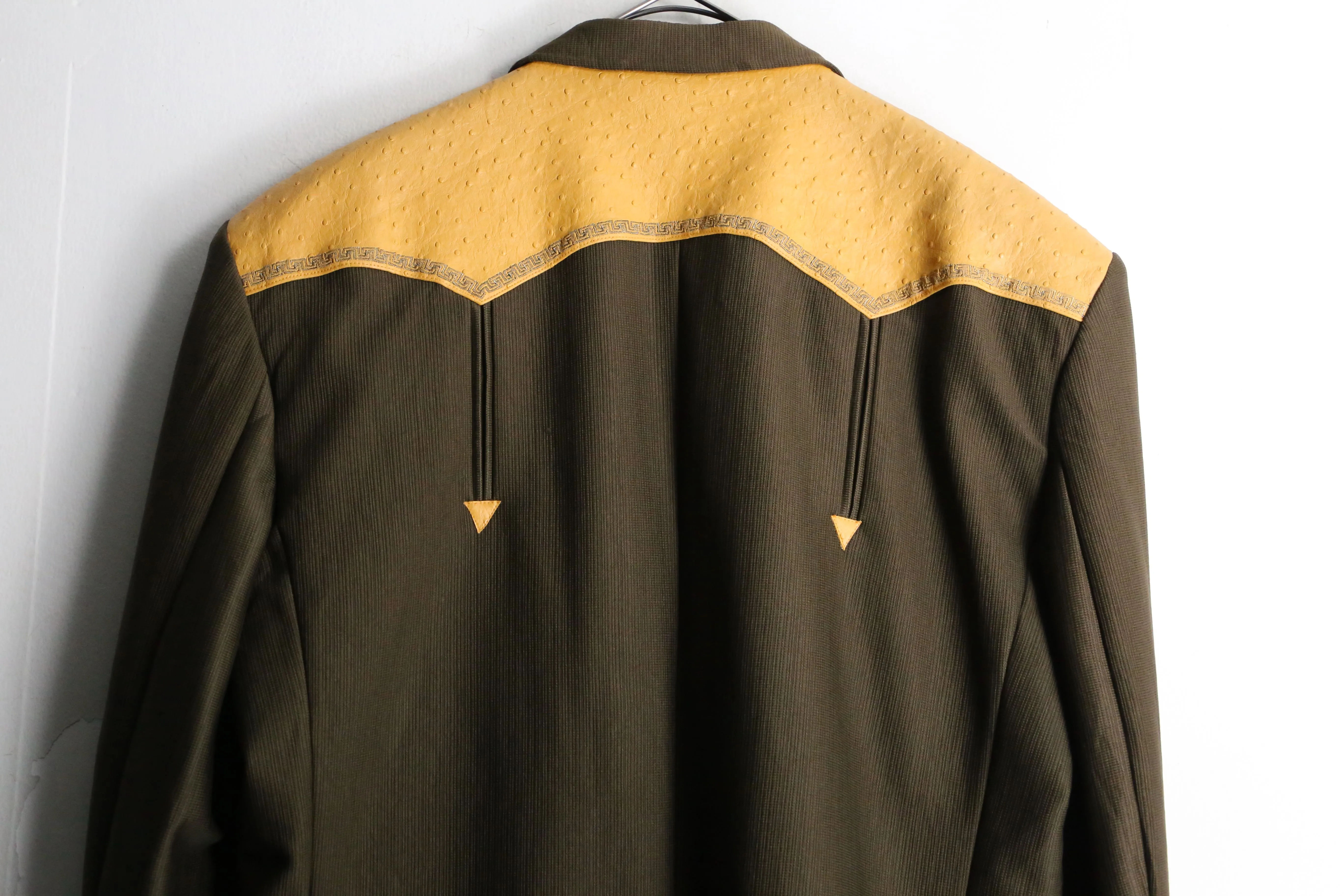camel leather switch western tailored jacket