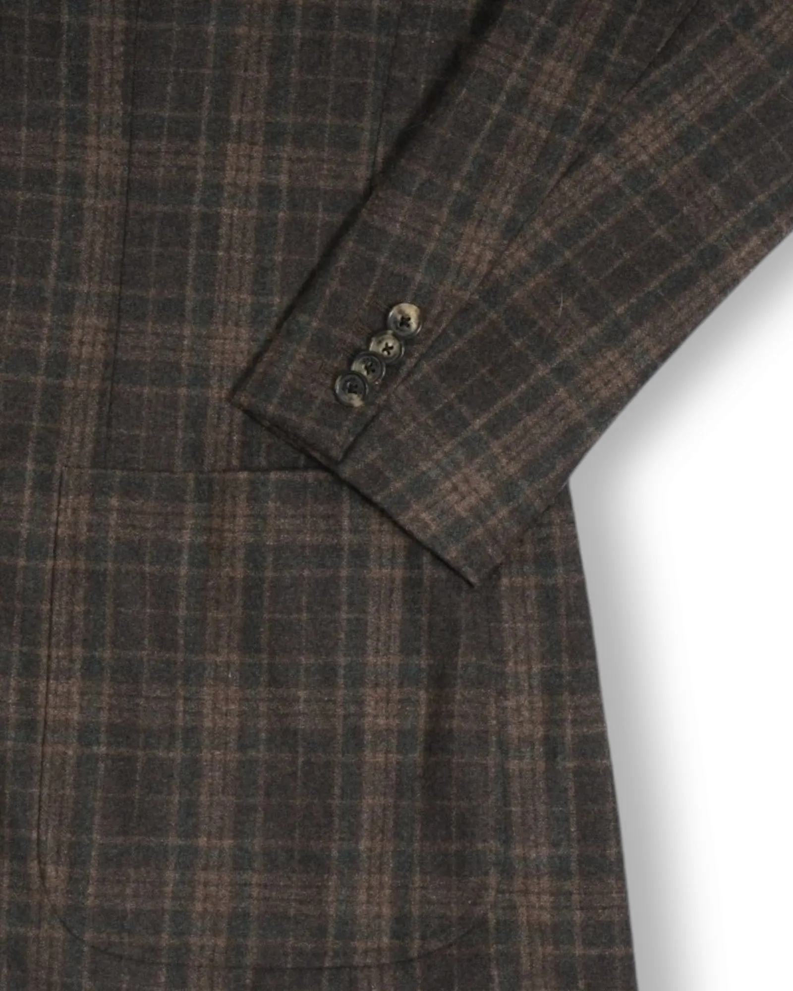 Caruso - Brown Tartan Checked Flannel Wool/Cashmere Sports Jacket 50