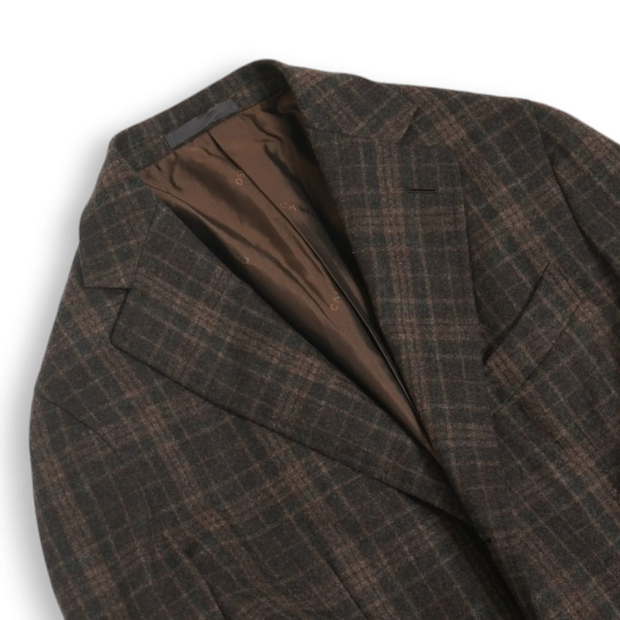 Caruso - Brown Tartan Checked Flannel Wool/Cashmere Sports Jacket 50