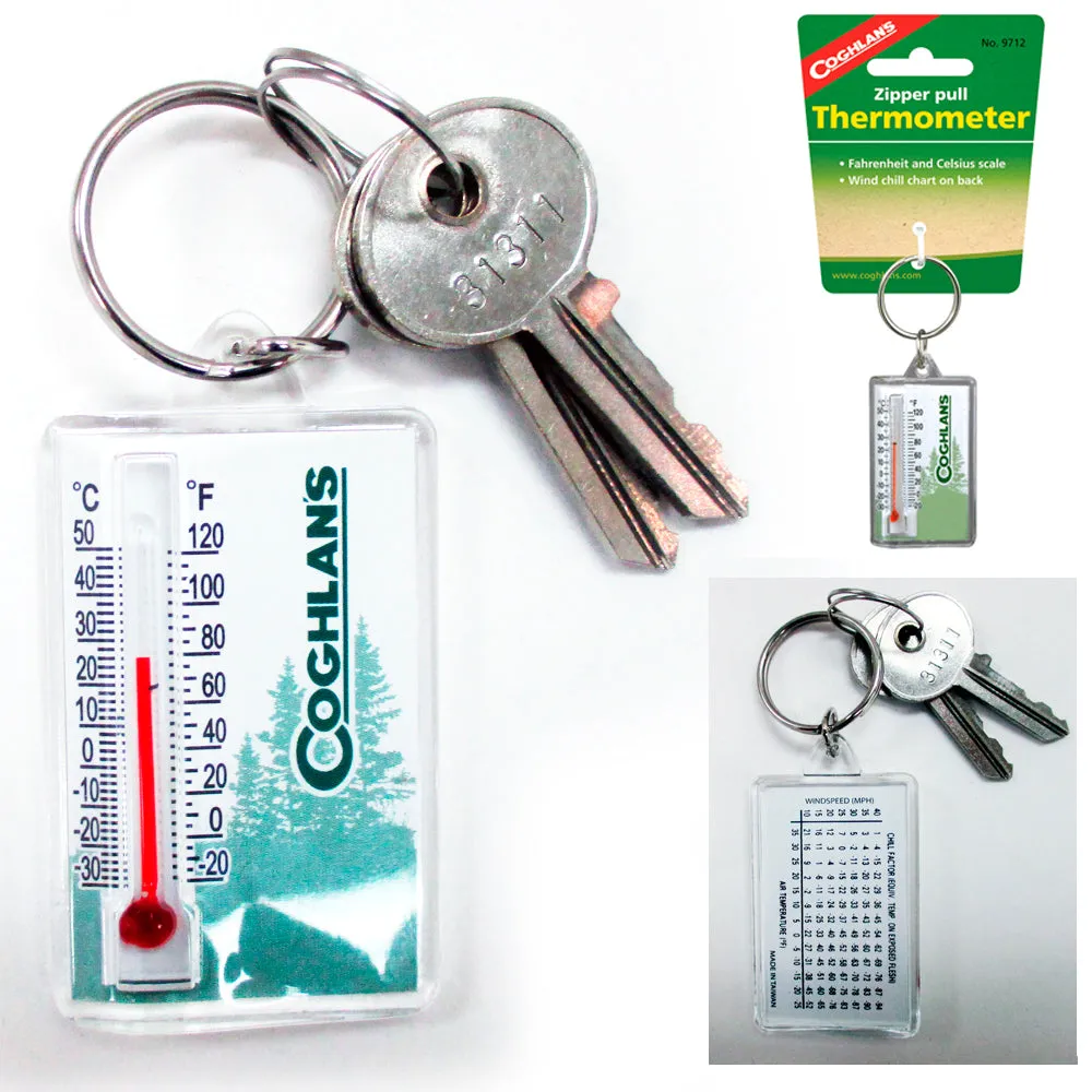 Coghlans Zipper Pull Thermometer Temperature Outdoor Mini Portable Keychain Camp