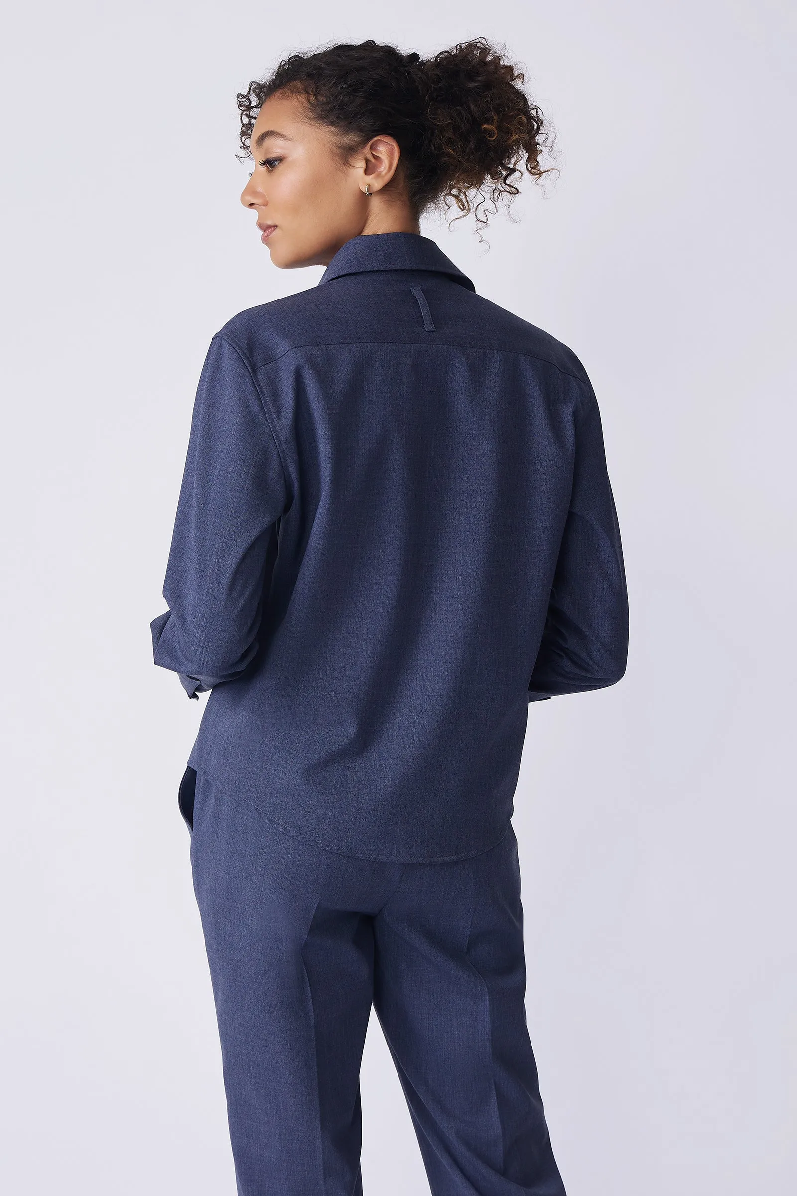 Crop Tailored Shirt - Denim