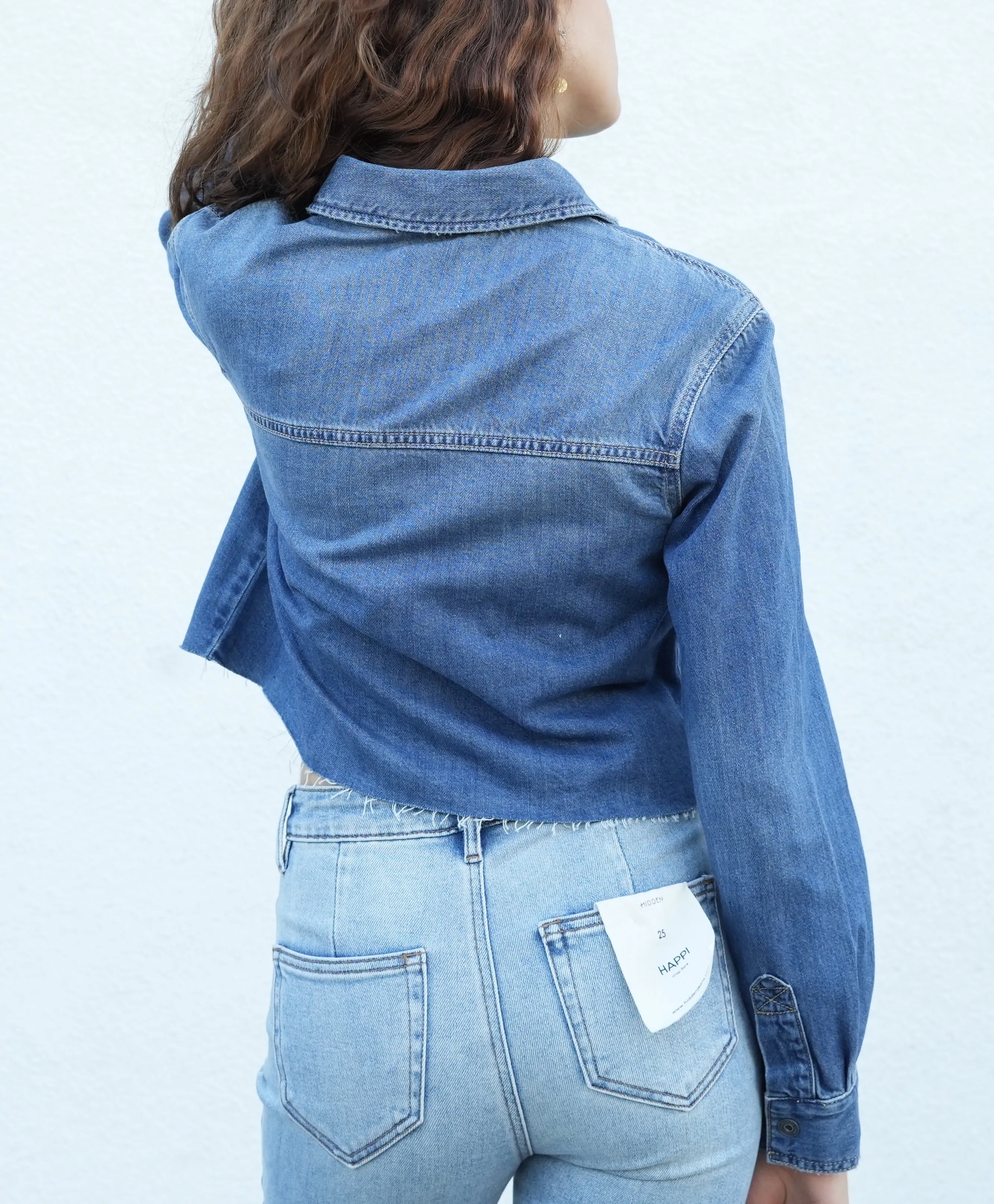 Cropped Raw Cut Denim Jacket