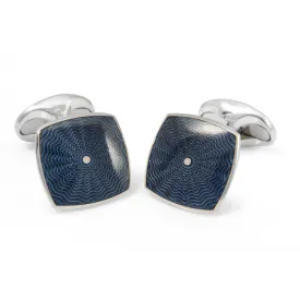 Deakin & Francis Sterling Silver Bentley Blue Enamel Cufflinks