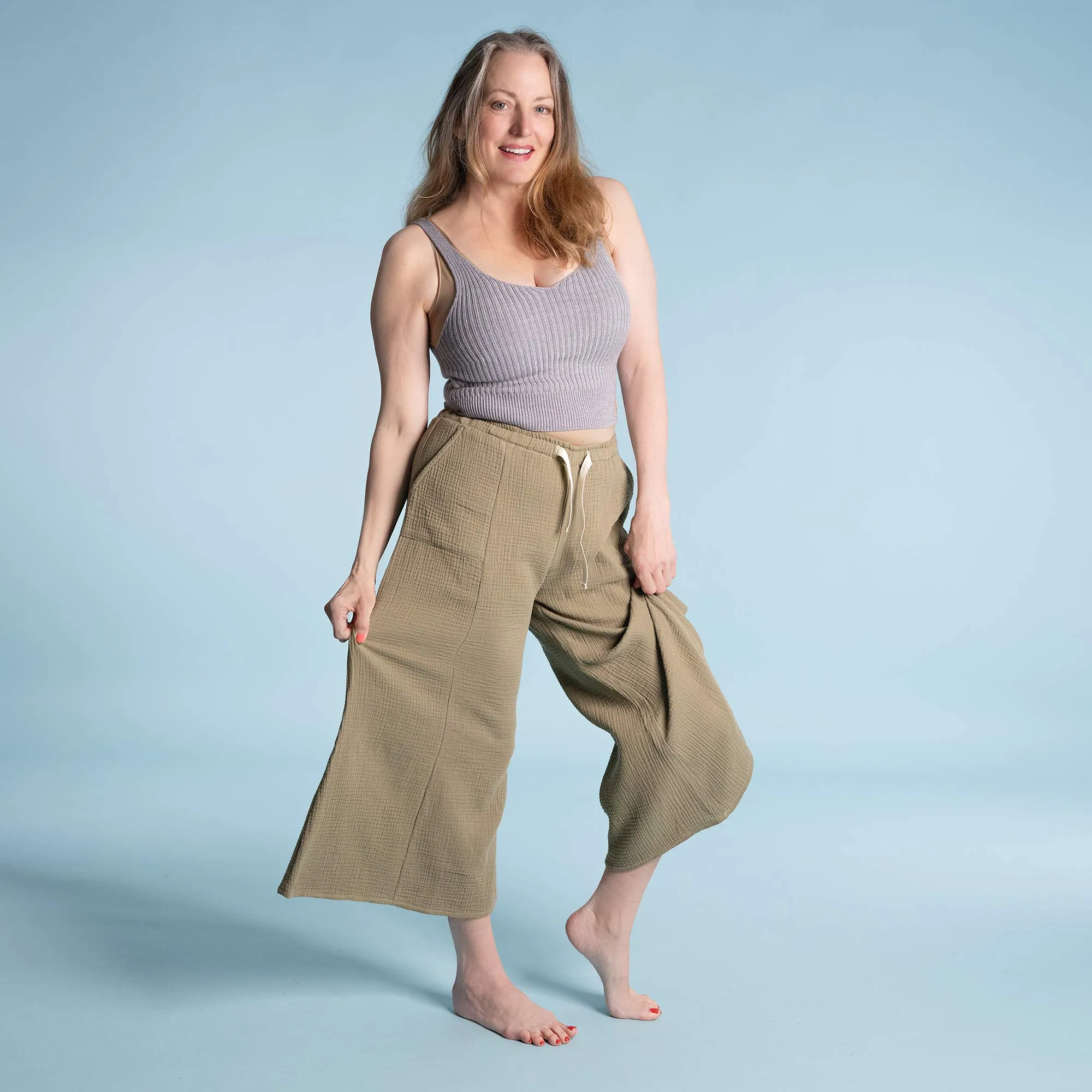 DEMI Elastic-free 100% Organic Merino Wool Tank Top Camisole (OC Thread, No Polyester, No Plastic, No Synthetics) (100% Biodegradable)