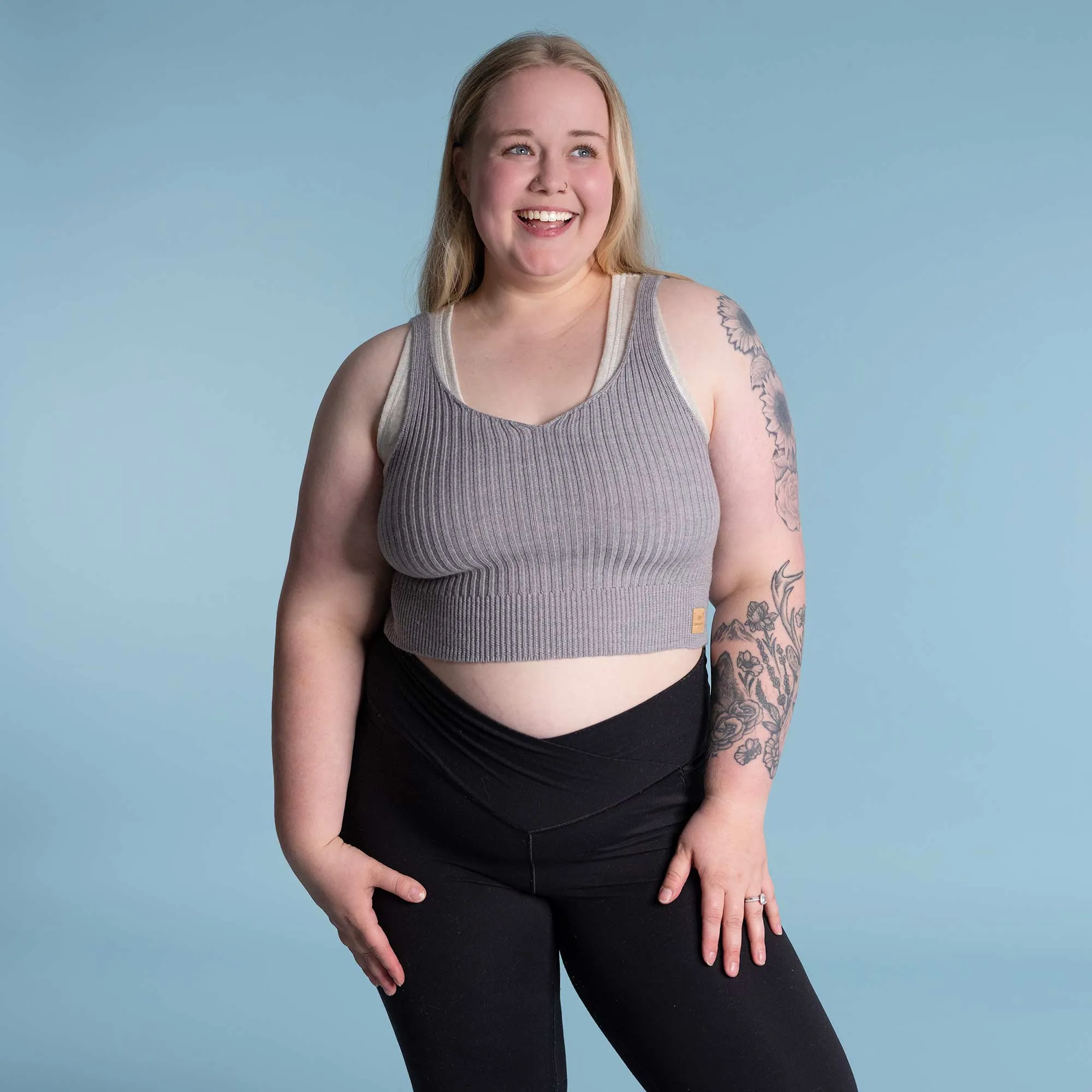 DEMI Elastic-free 100% Organic Merino Wool Tank Top Camisole (OC Thread, No Polyester, No Plastic, No Synthetics) (100% Biodegradable)