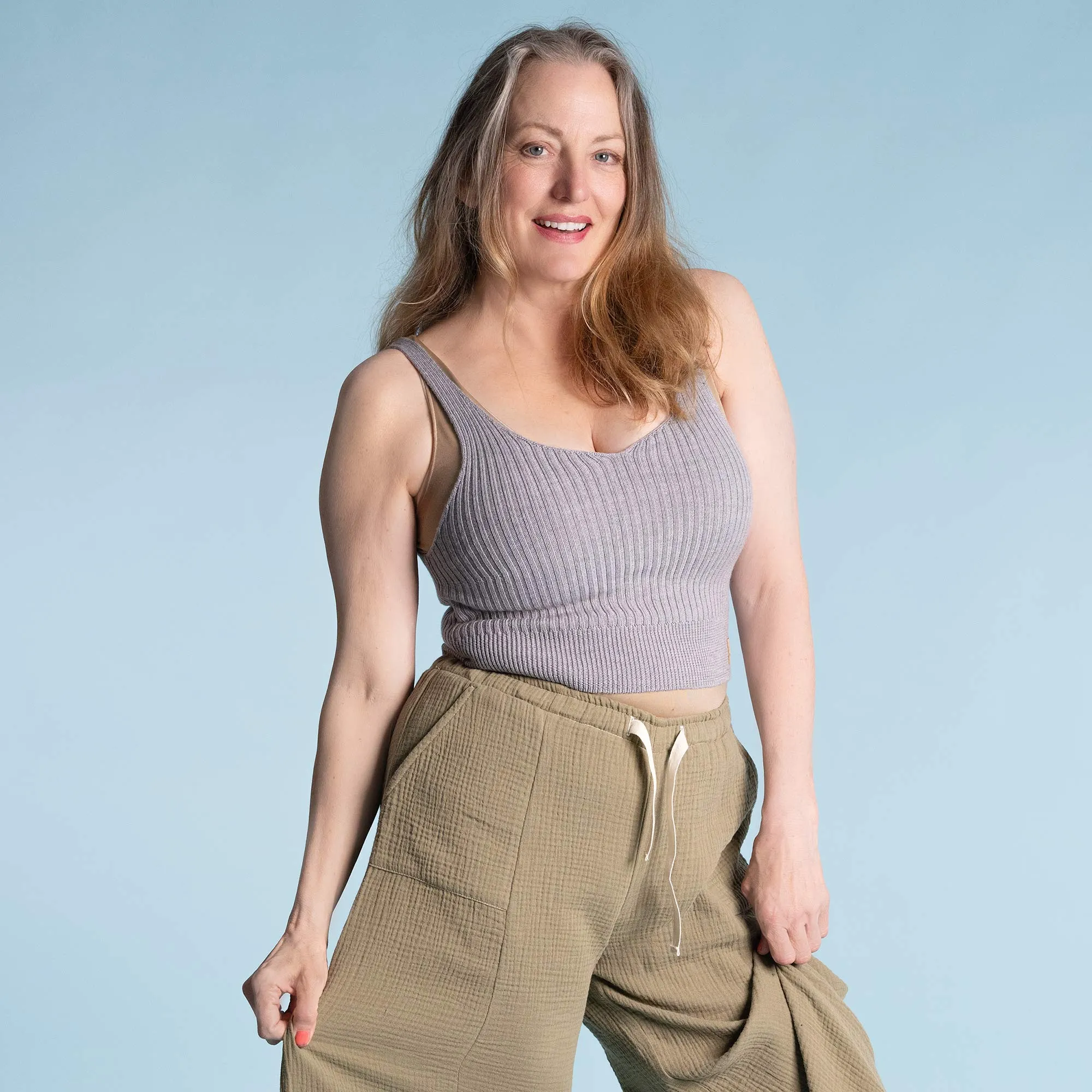 DEMI Elastic-free 100% Organic Merino Wool Tank Top Camisole (OC Thread, No Polyester, No Plastic, No Synthetics) (100% Biodegradable)