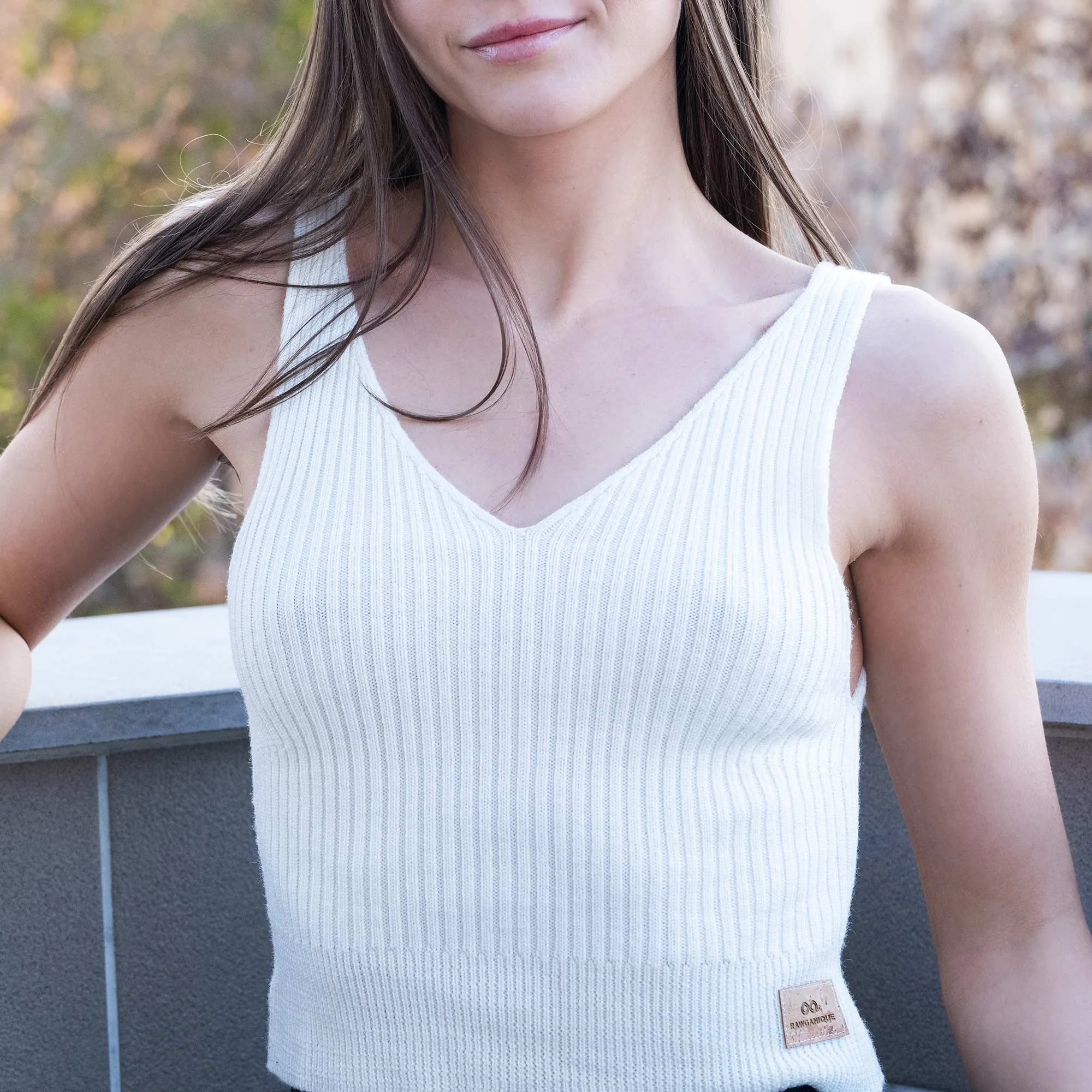 DEMI Elastic-free 100% Organic Merino Wool Tank Top Camisole (OC Thread, No Polyester, No Plastic, No Synthetics) (100% Biodegradable)