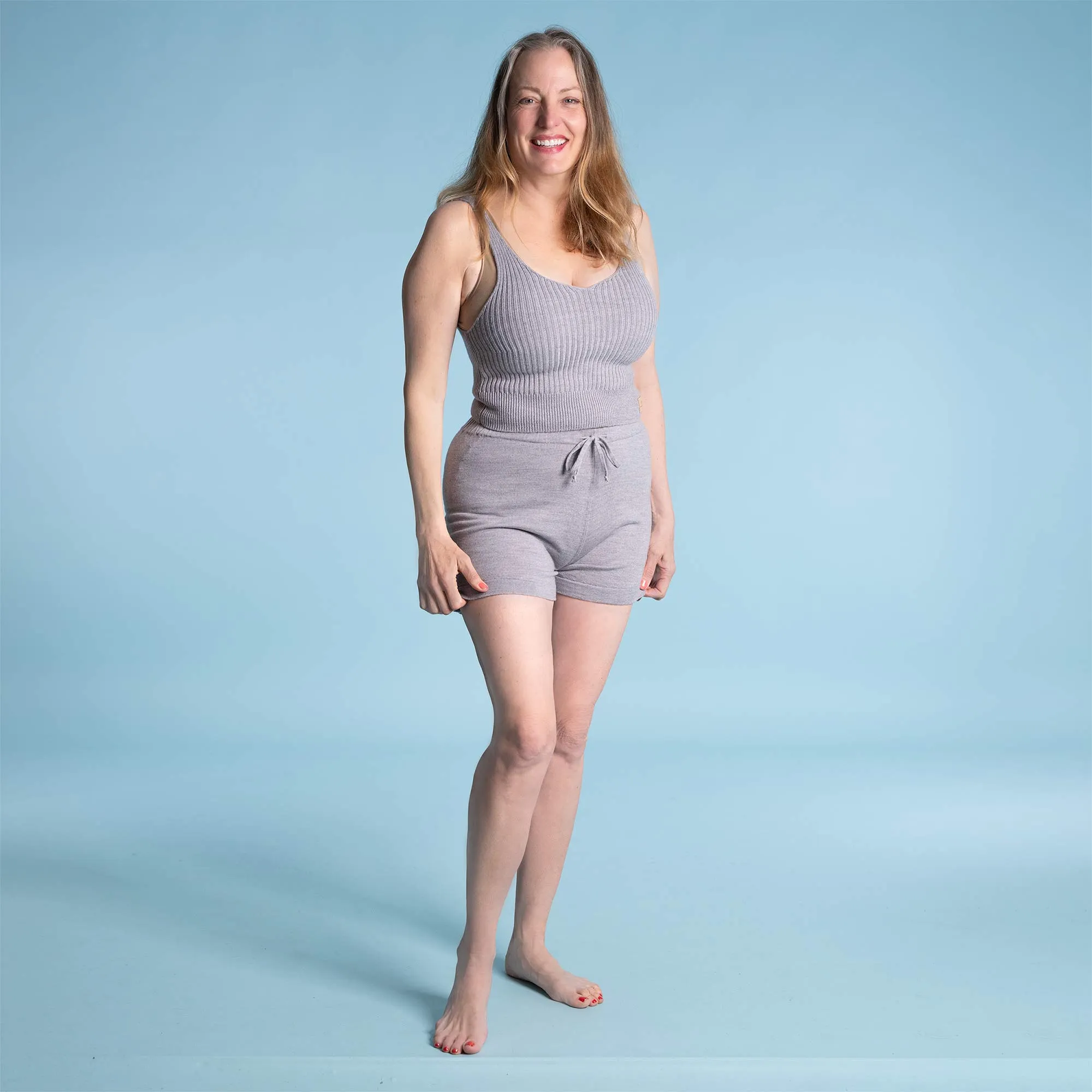 DEMI Elastic-free 100% Organic Merino Wool Tank Top Camisole (OC Thread, No Polyester, No Plastic, No Synthetics) (100% Biodegradable)
