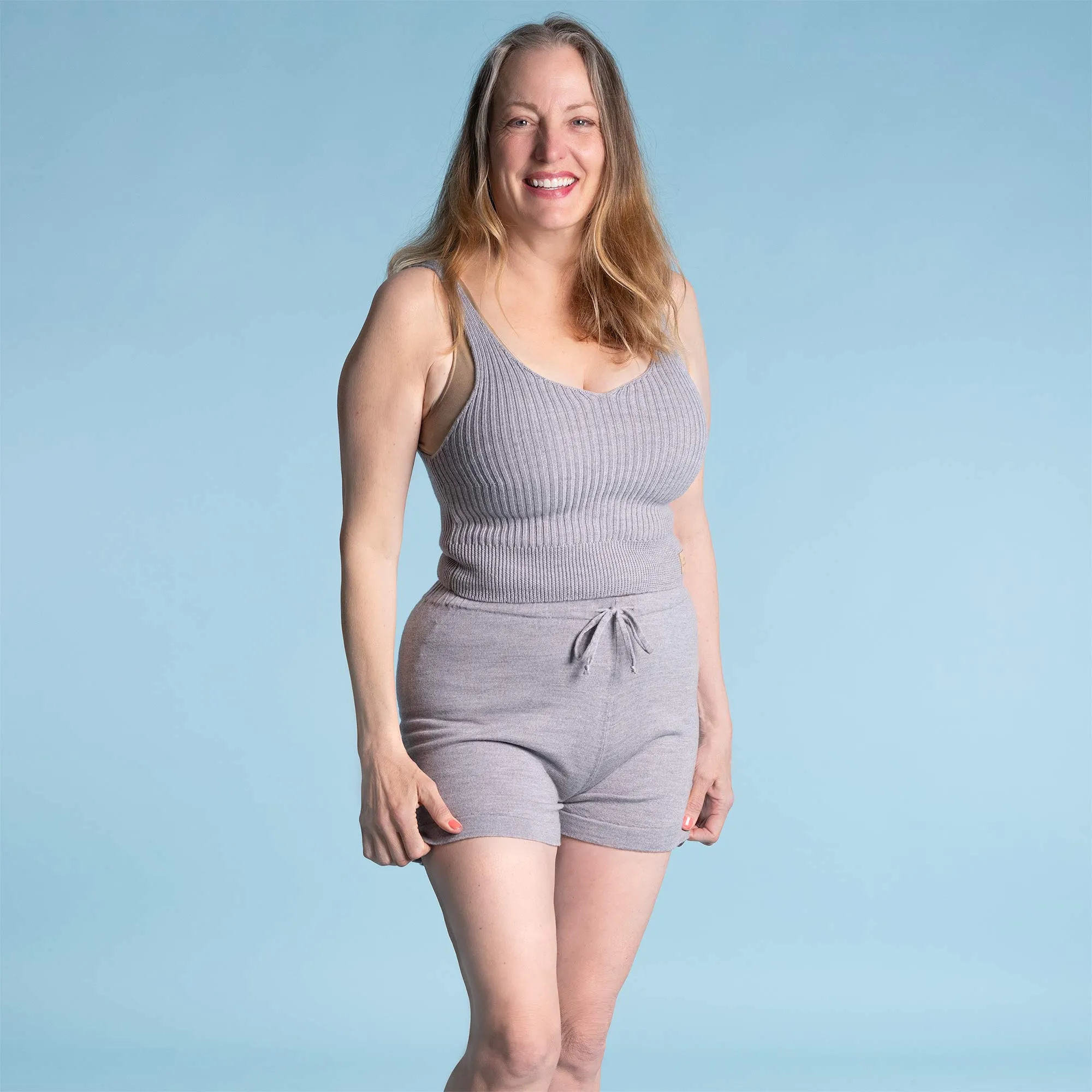 DEMI Elastic-free 100% Organic Merino Wool Tank Top Camisole (OC Thread, No Polyester, No Plastic, No Synthetics) (100% Biodegradable)