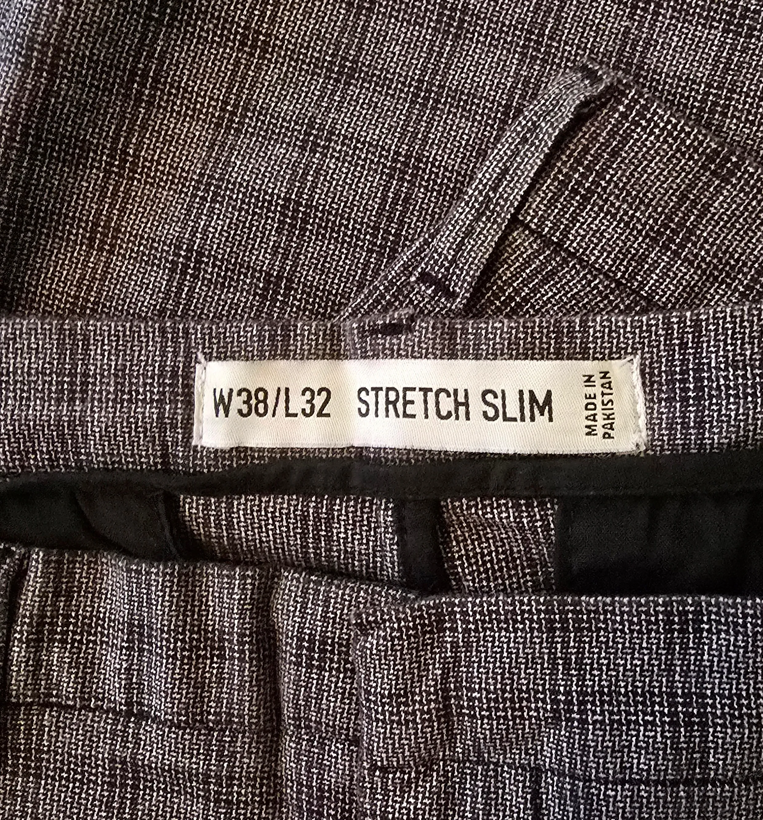 Denim & Co Men’s Stretch Grey Check Chinos W38/L32