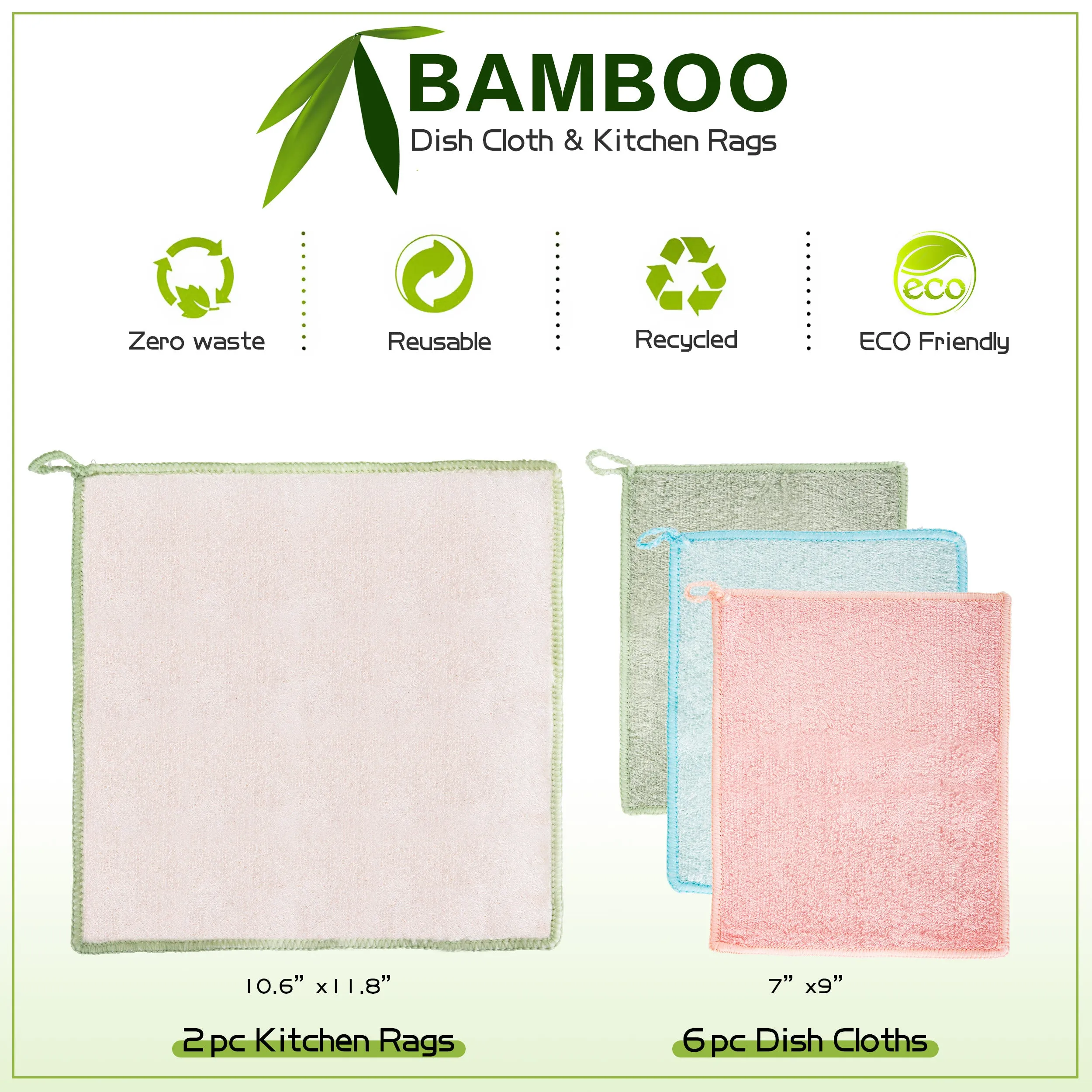 Dish Cloths & Kitchen Rags, 8pc