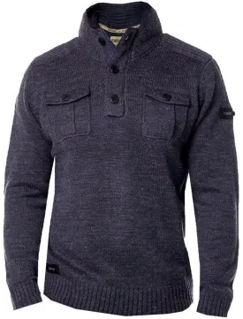 Dissident Navan Wool Blend Button Up Jumper in Blue