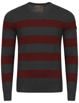 Dissident V-neck contrast stripe jumper in charcoal