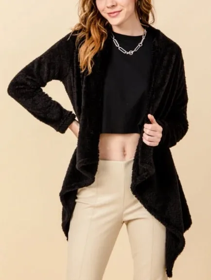 Drape Front Teddy Coat