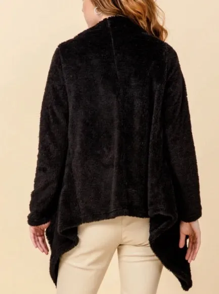 Drape Front Teddy Coat