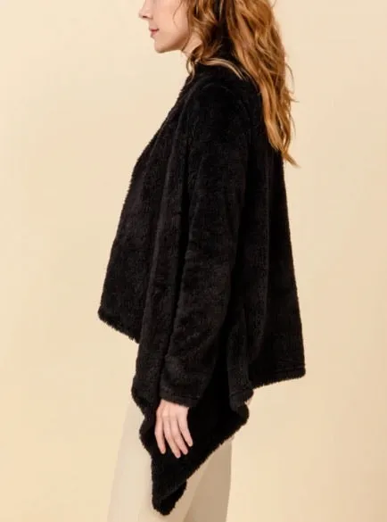 Drape Front Teddy Coat